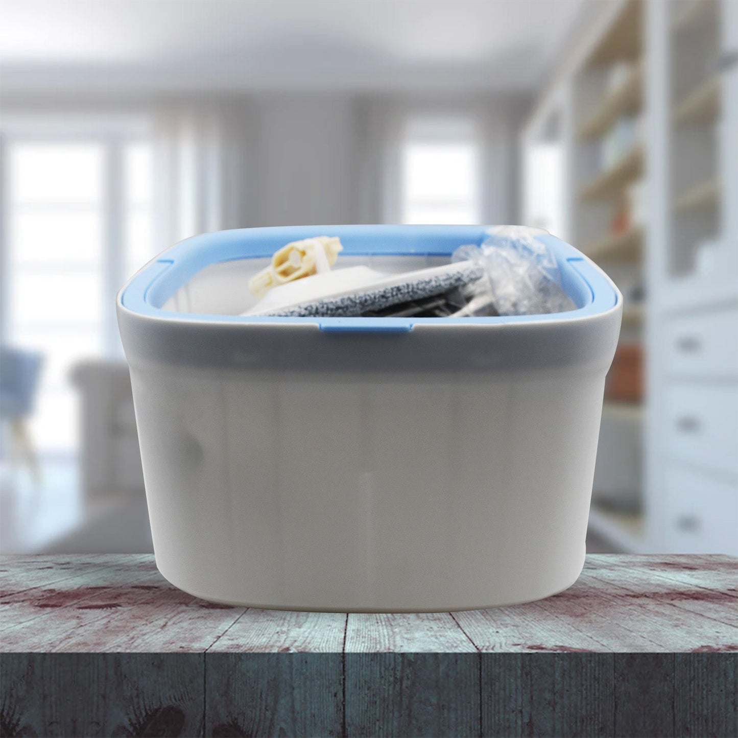 Round Shape Mop Head with 1 Pad Extra Clean Water Spin Mop with Separate Water Bucket, Suitable for All Types of Flooring, Separates Dirty and Clean Water, Wet