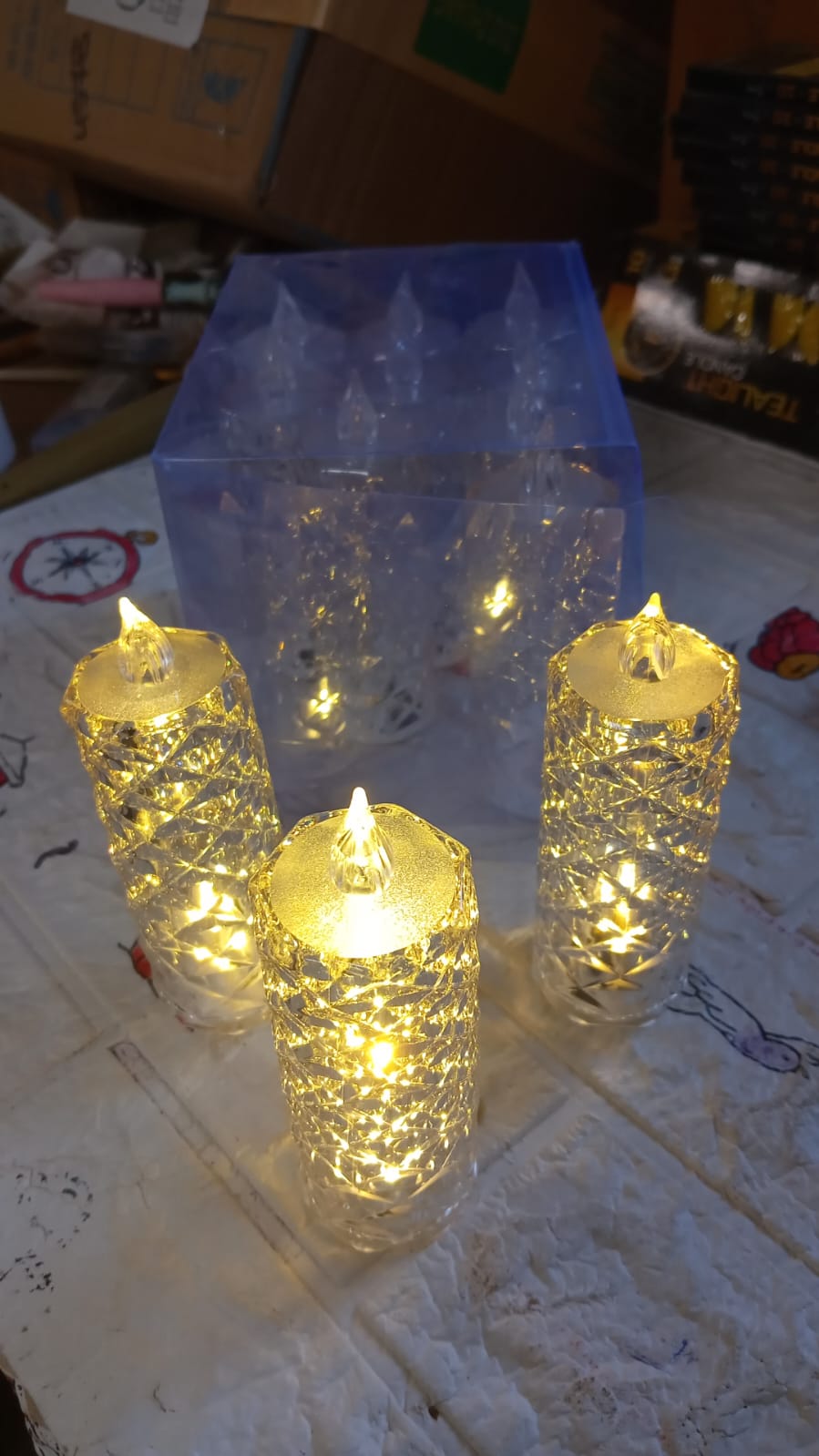 Rose Candles LED Flameless and Smokeless Decorative Acrylic Transparent Candles Led Tea Light Candle Perfect for Gifting, Home, Diwali, Christmas, Crystal Candle Lights (1 Pc) (MOQ :- 12 pc )