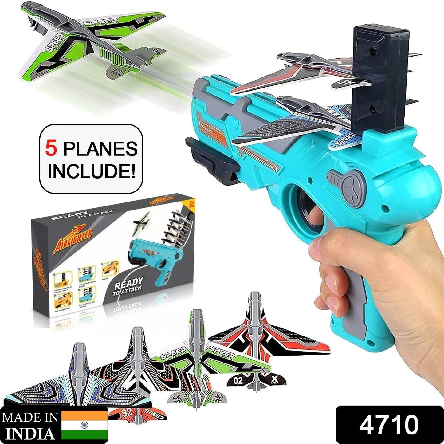 Airplane Launcher Gun Toy with Foam Glider Planes, Outdoor Games for Children, Best Aeroplane Toys for Kids, Air Battle Gun Toys ( 5 Plane Include )