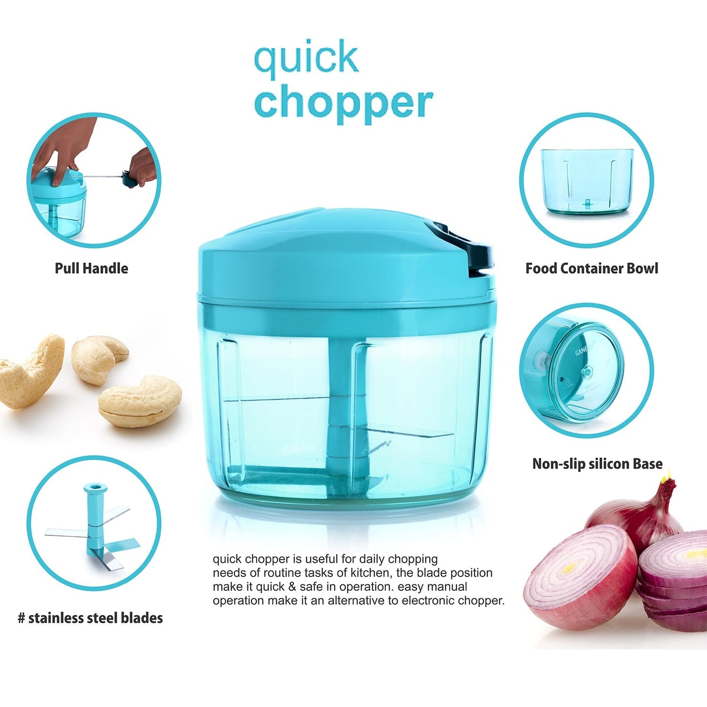 8105 Ganesh Quick Vegetable Chopper (1 Unit Chopper)(725 Ml)