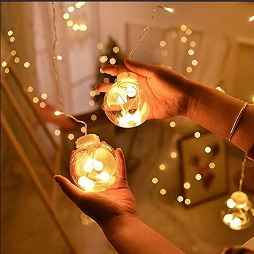 12 Wish Balls Window Curtain String Lights with 8 Flashing Modes Decoration for Home Decoration, Diwali & Wedding LED Christmas Light Indoor and Outdoor Light ,Festival Decoration (Plastic, Warm White)