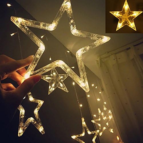 12 Stars LED Curtain String Lights with 8 Flashing Modes for Home Decoration, Diwali & Wedding LED Christmas Light Indoor and Outdoor Light ,Festival Decoration (Warm White)