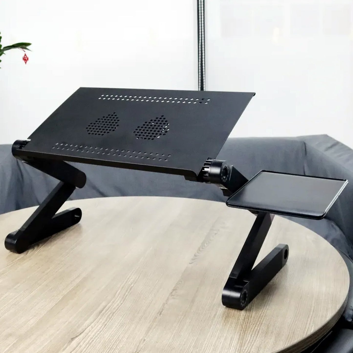 Modern Style Portable Adjustable Foldable Laptop Holder Notebook Desks Lap PC Folding Desk Table Vented Stand 2 Built in Cooling Fans