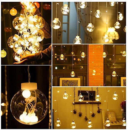 12 Wish Balls Window Curtain String Lights with 8 Flashing Modes Decoration for Home Decoration, Diwali & Wedding LED Christmas Light Indoor and Outdoor Light ,Festival Decoration (Plastic, Warm White)