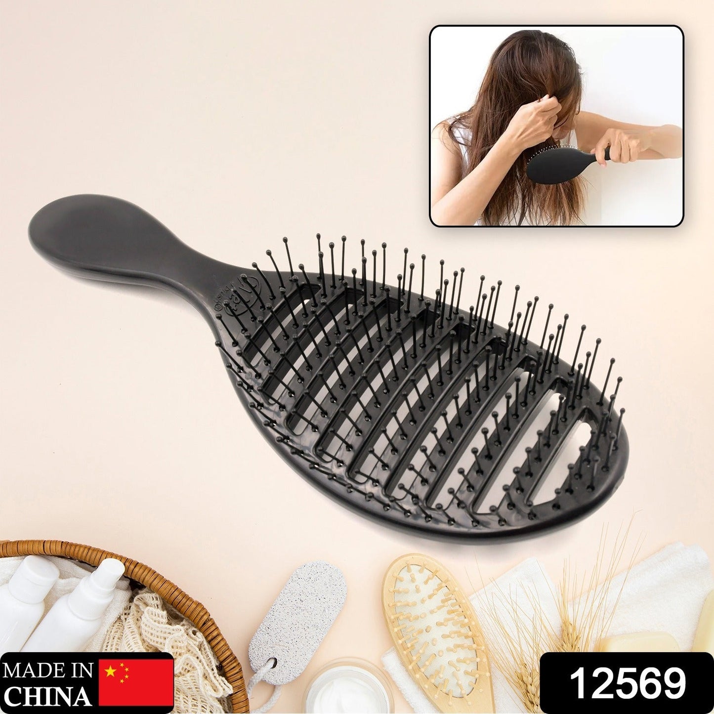 Anti-static Scalp Massage Hair Brush Comb for Curly Straight Hair, Womens Hair Brush Wet, Detangling Brush for Curly Hair Detangler, Wet Hair Brush Detangler, Girls Hair Brush (1 Pc )
