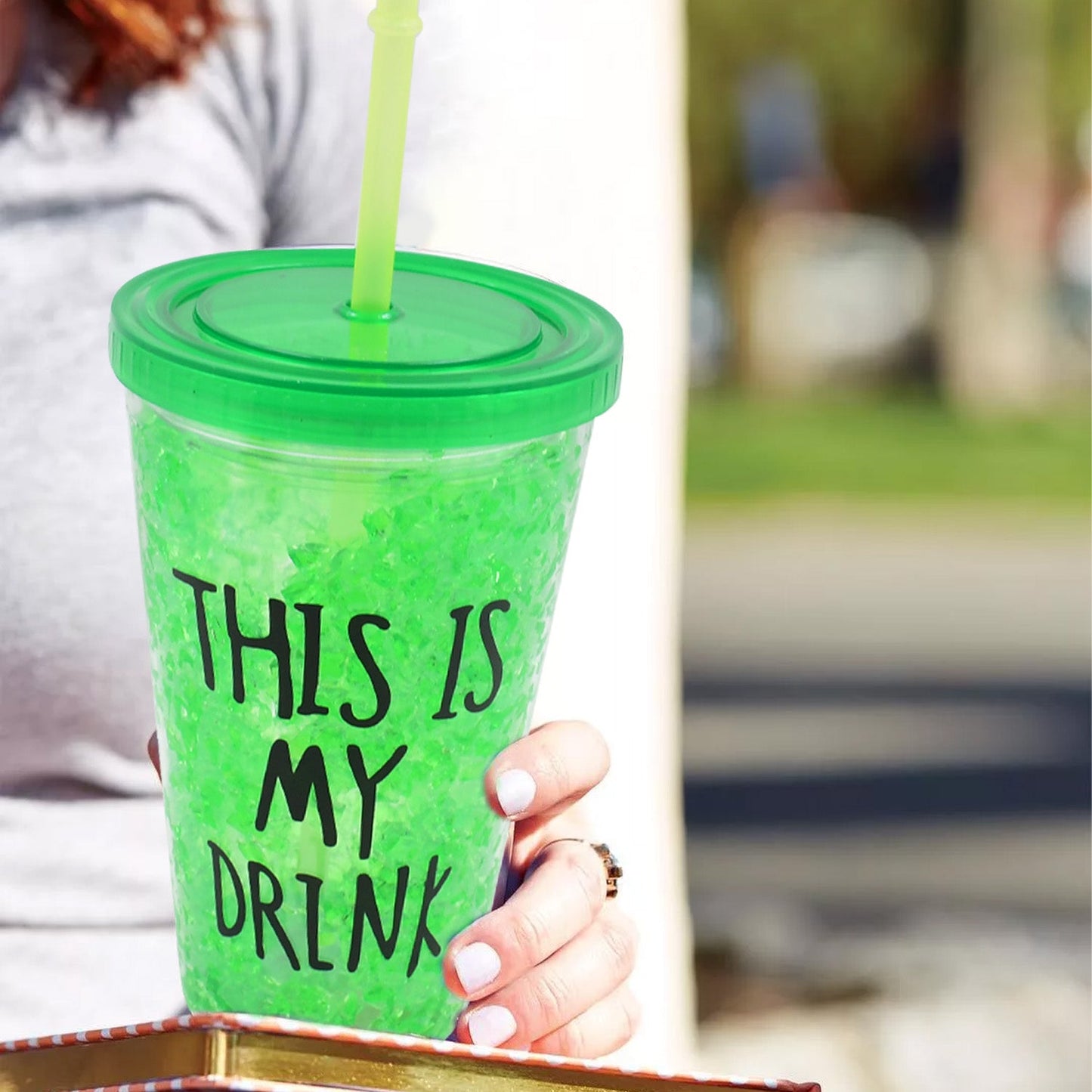 Plastic Drink Cup, Tea Coffee Tumbler with Lid and Straw (1 Pc)