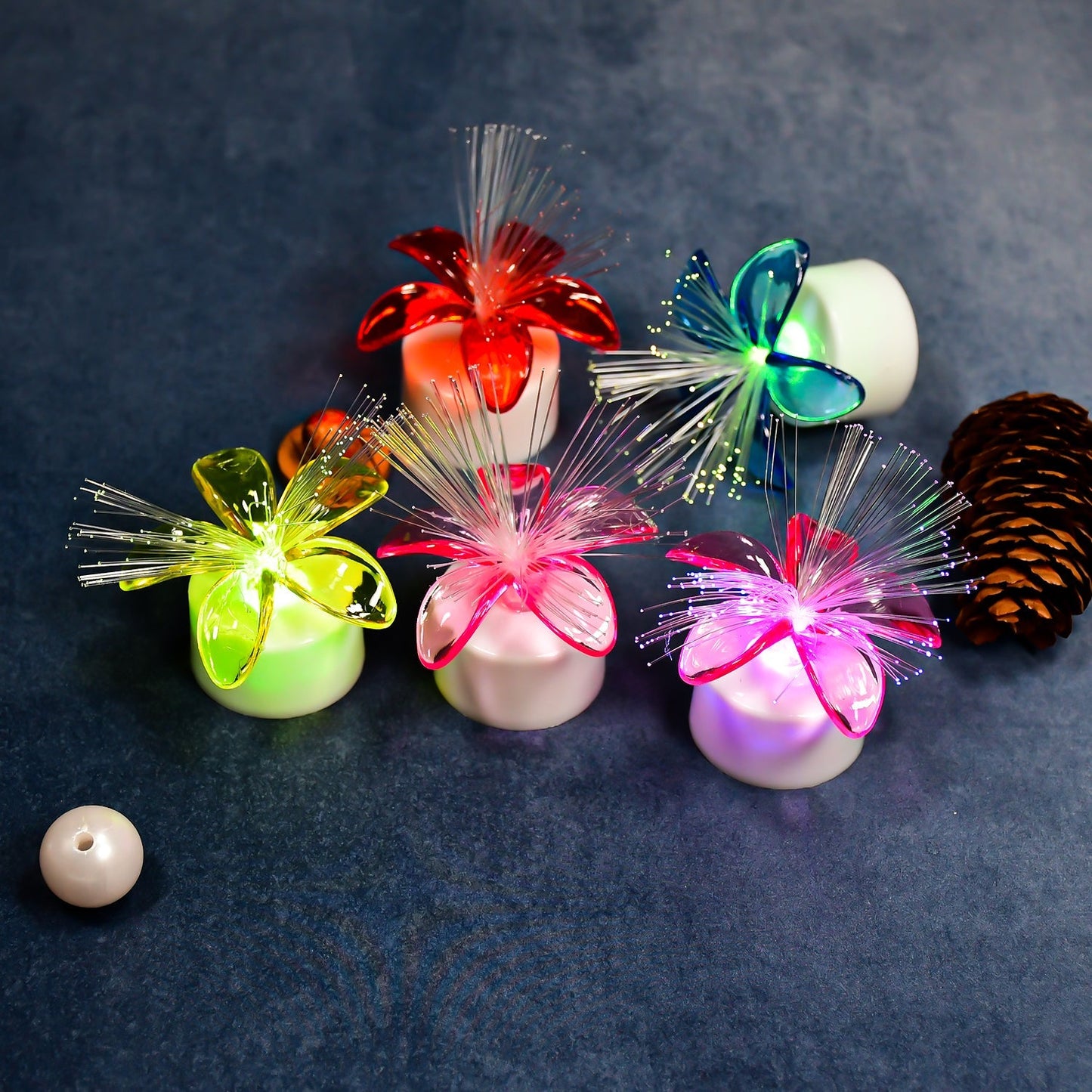 6237 Fiber Optic Light, Mini Color Change LED Table Centerpieces, Light Up Candle - Pack of 12