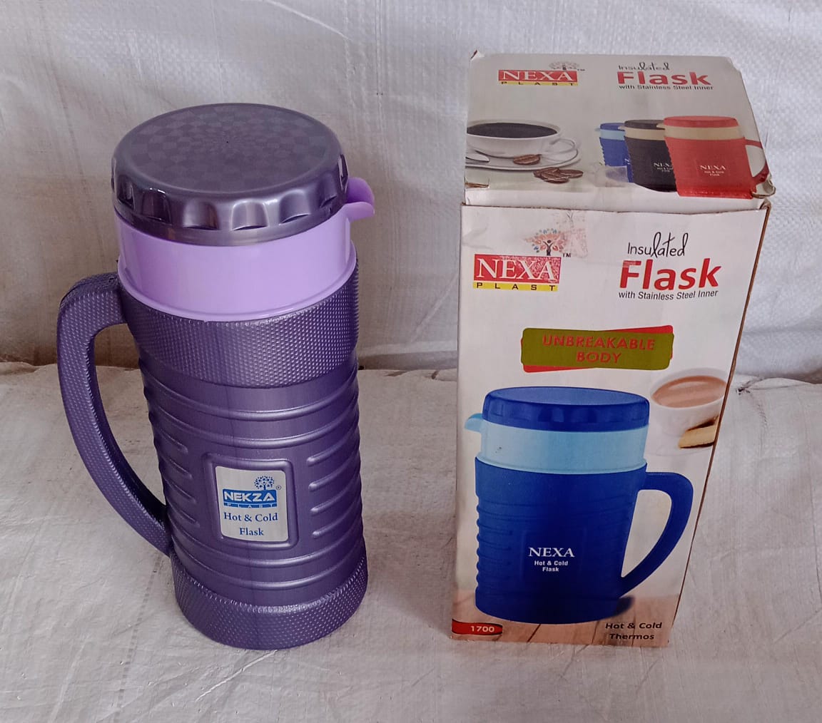 Thermos Insulated Flask or hot Kettle, Plastic innner Steel, Insulated Tea Kettle Hot and Cold Premium Tea Kettle Kettle | Easy to Carry | Leak Proof | Tea Jug | Coffee Jug | Water Jug | Hot Beverag (1200 Ml, 1700ML )
