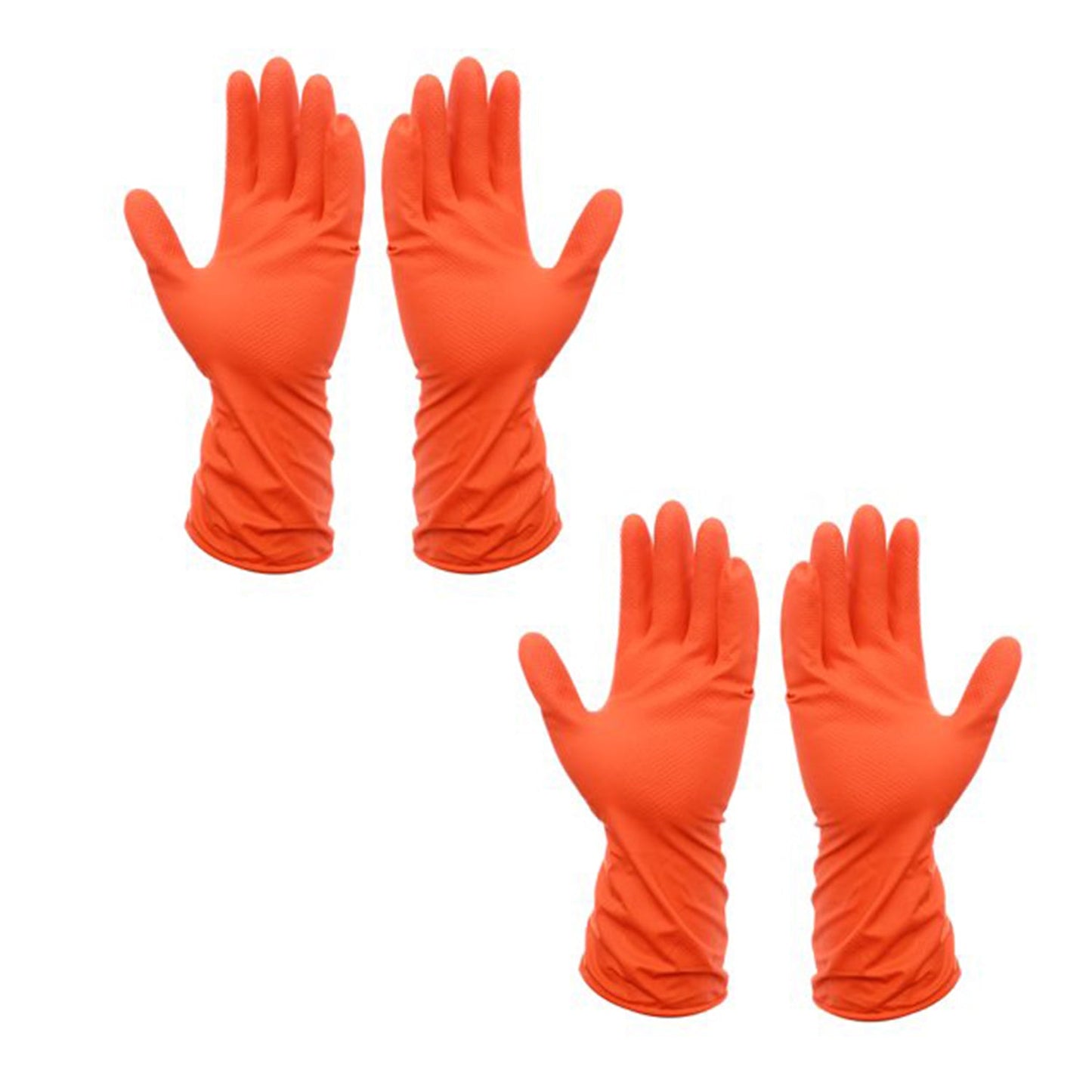 4852 2 Pair Medium Orange Gloves For Types Of Purposes Like Washing Utensils, Gardening And Cleaning Toilet Etc.