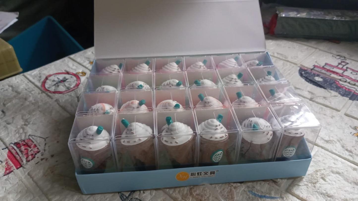 2In1 3D Cute Coffee Or Ice cream Shape sharpner Like Rotary Manual Pencil Sharpener for Kids Ice Cream Style Office School Supplies, Back to School Gift for Students,Kids Educational Stationary kit, B'Day Return Gift