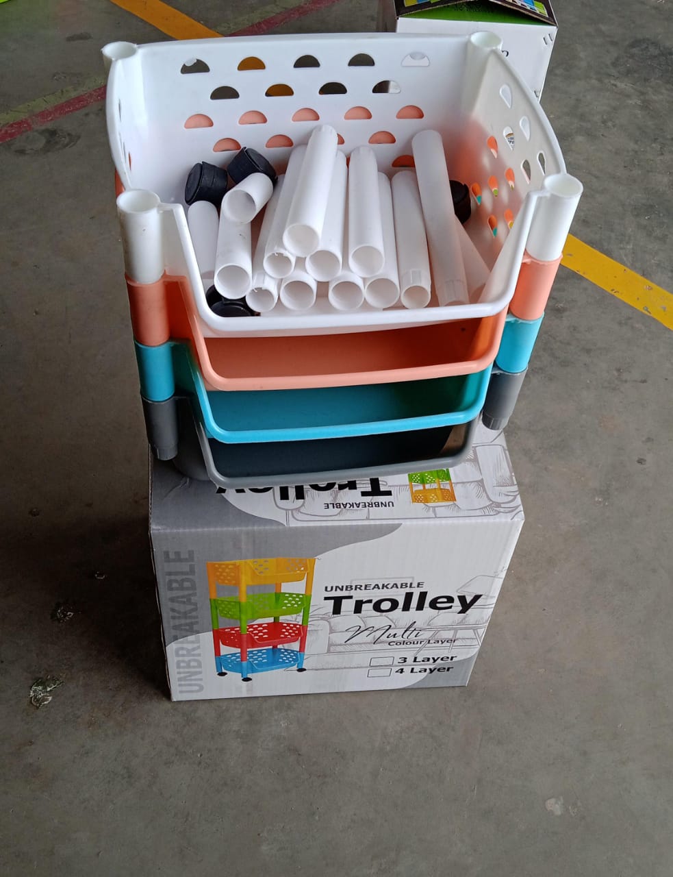 4 Layers Fruit & Vegetable Basket Trolley Plastic for Home and Kitchen Fruit Basket Storage Rack Organizer Holders Kitchen Trolley