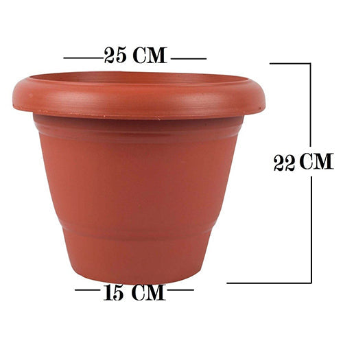 0822 Garden Heavy Plastic Planter Pot/Gamla (Brown, Pack of 1)