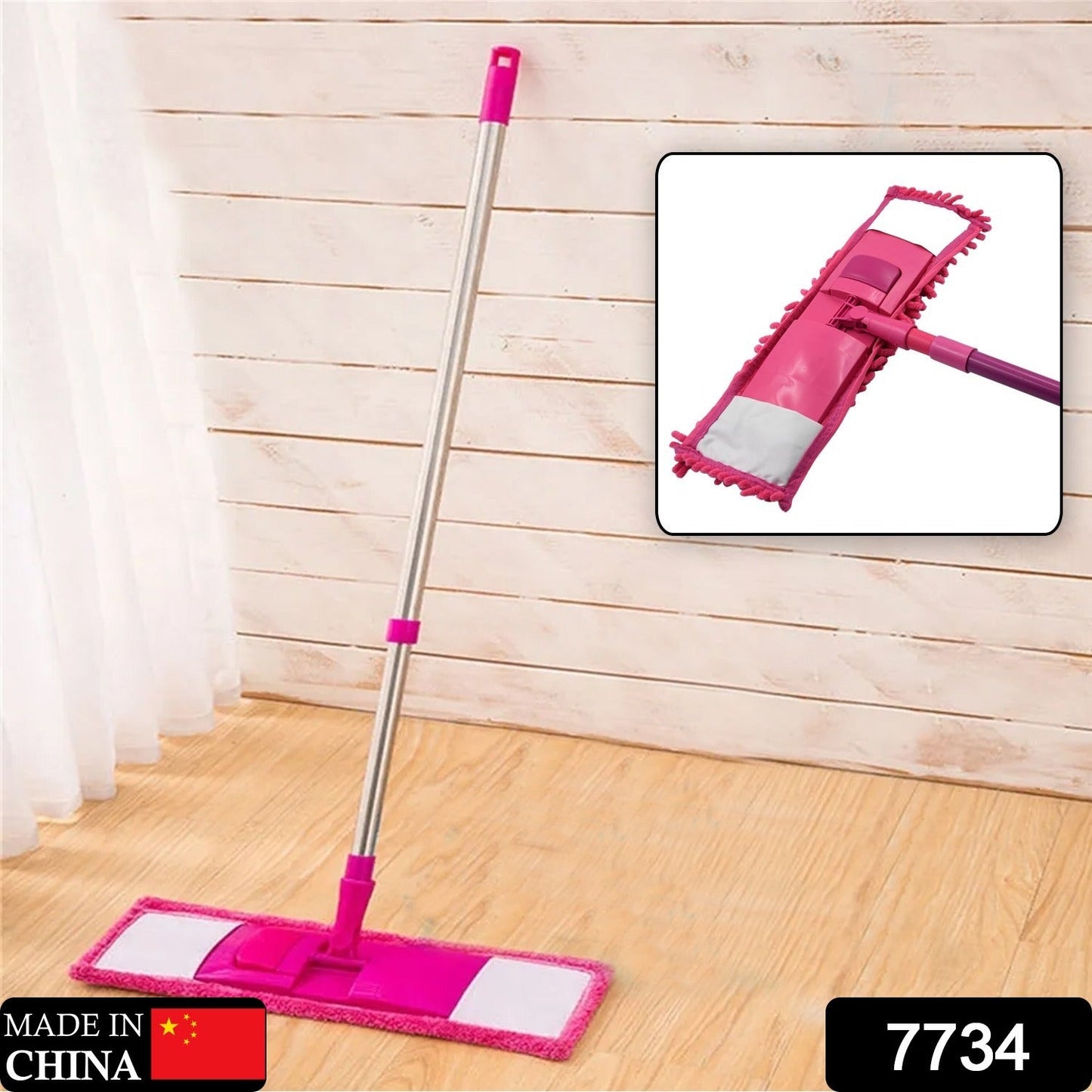Wet and Dry Cleaning Flat Microfiber Floor Cleaning Mop Steel Rod Long Handle Dry Mop microfiber mop refill (No include Extra Refill 123cmx47cm)