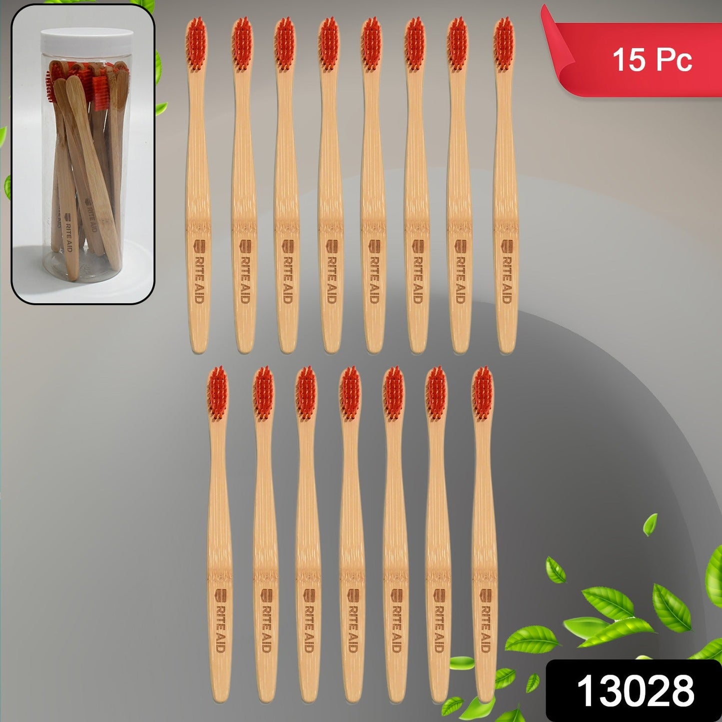 Bamboo Wooden Toothbrush Soft Toothbrush Wooden Child Bamboo Toothbrush Biodegradable Manual Toothbrush for Adult, Kids (15 pcs set / With Round Box)