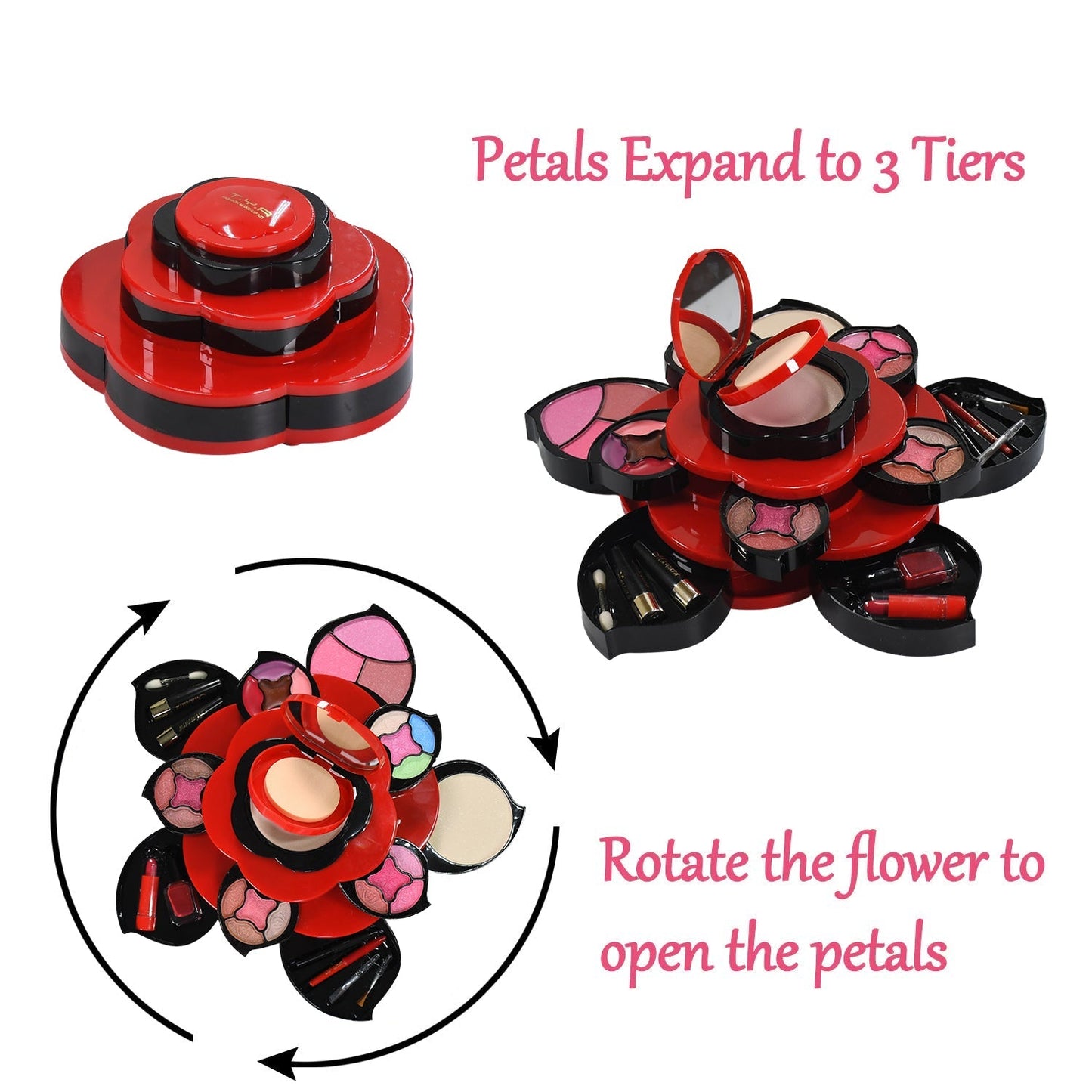 6436 All in One Makeup Kit for Teens Flower Palette for Girls 3 Tier Cosplay