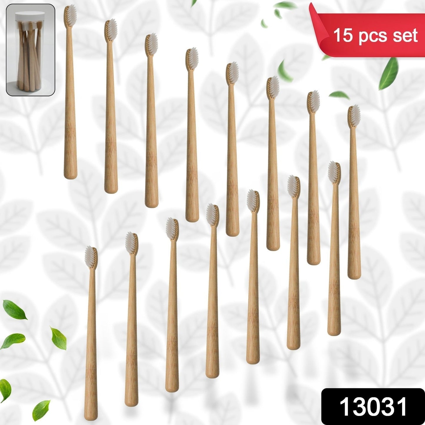 Bamboo Wooden Toothbrush Soft Toothbrush Wooden Child Bamboo Toothbrush Biodegradable Manual Toothbrush for Adult, Kids (15 pcs set / With Round Box)