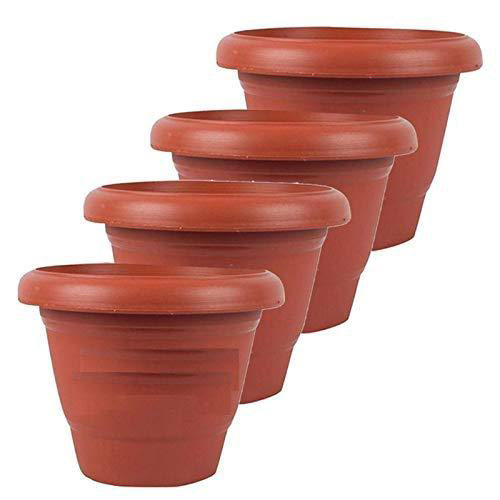 0822 Garden Heavy Plastic Planter Pot/Gamla (Brown, Pack of 1)