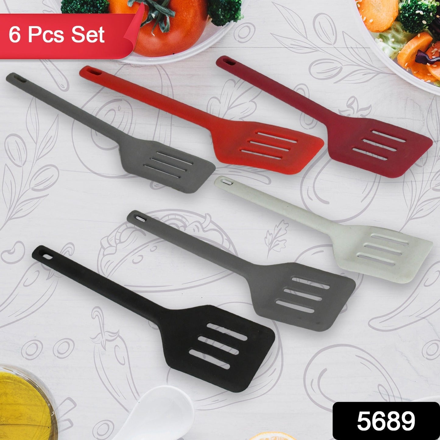 Multipurpose Silicone Spoon, Silicone Basting Spoon Non-Stick Kitchen Utensils Household Gadgets Heat-Resistant Non Stick Spoons Kitchen Cookware Items For Cooking and Baking (6 Pcs Set)