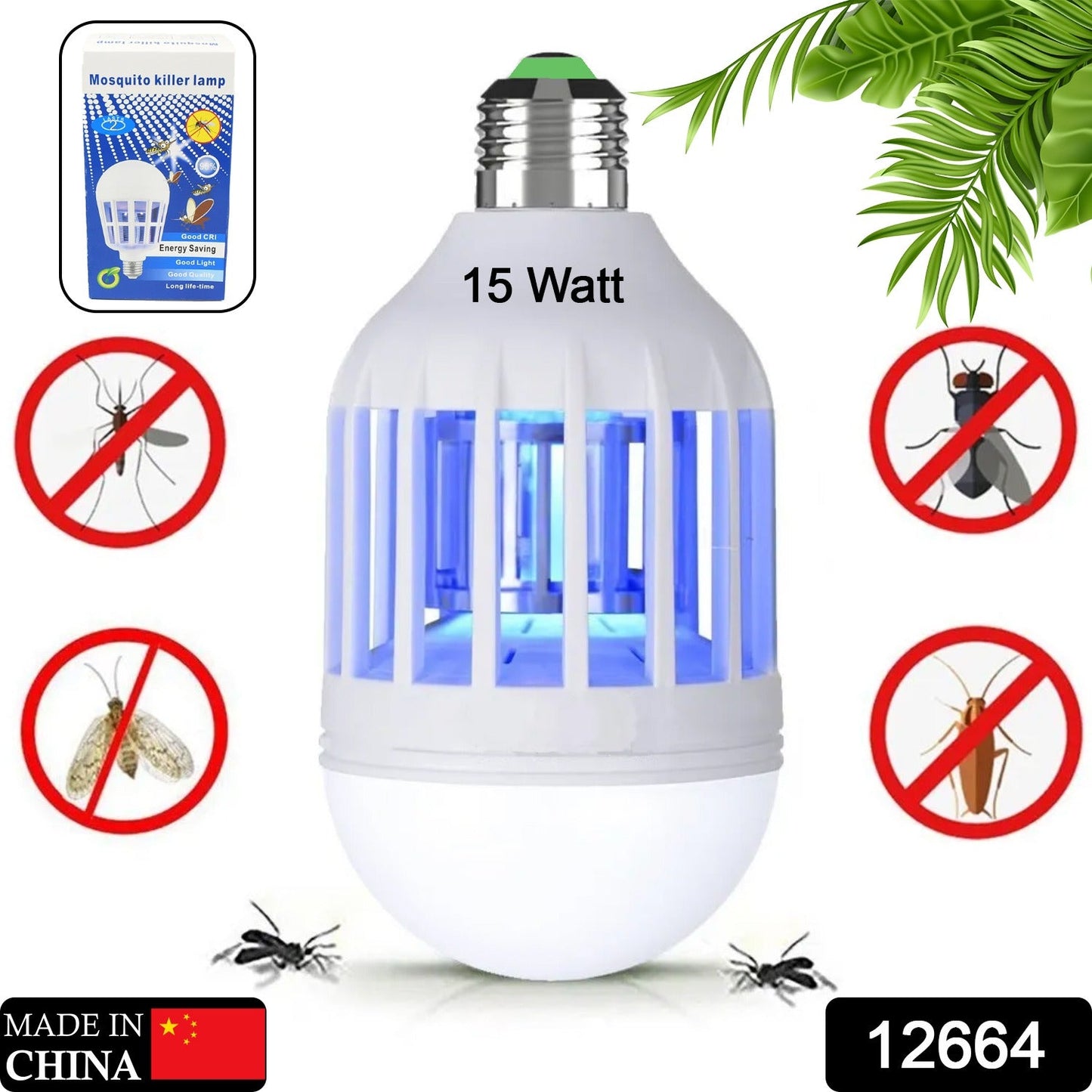 15W Mosquito Killer Lamp E27 Summer Moths Flying Insects Led Zapper Mosquito Killer Lamp Light Bulb Household