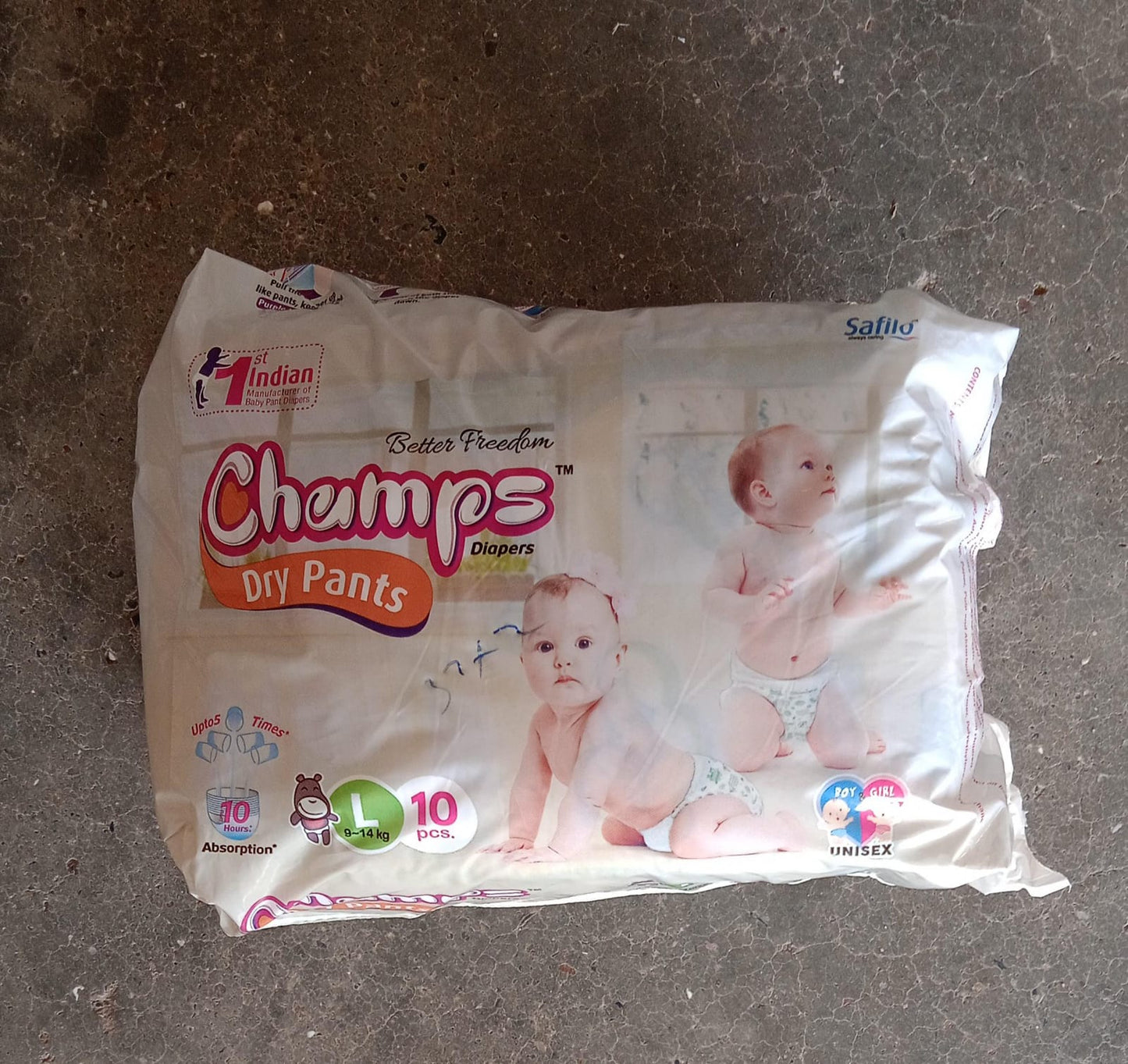 0974 Large Champs Dry Pants Style Diaper - Large (10 pcs) Best for Travel Absorption, Champs Baby Diapers, Champs Soft and Dry Baby Diaper Pants (L,10 Pcs )