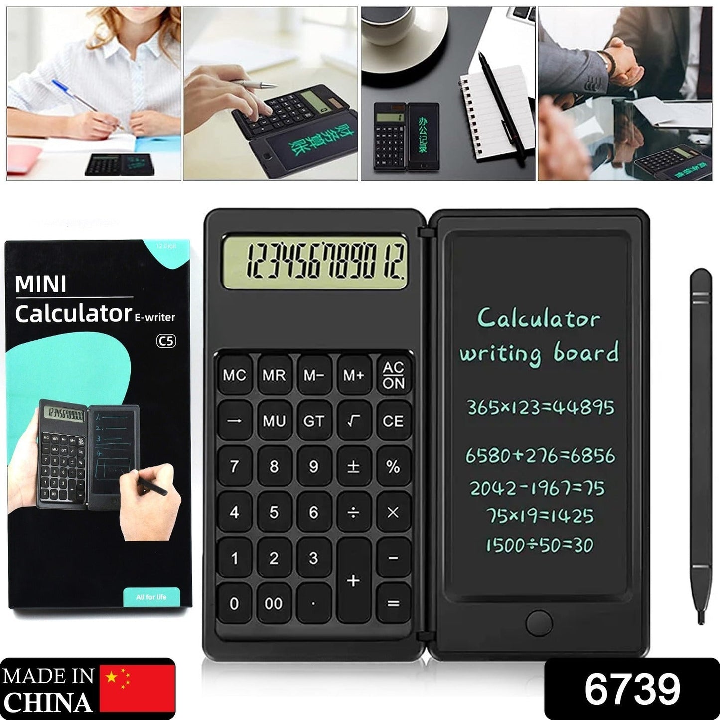 Foldable Calculator With 6 Inch LCD Tablet Digital Drawing Pad Stylus Pen Erase Button Lock Function Smart Calculator -01