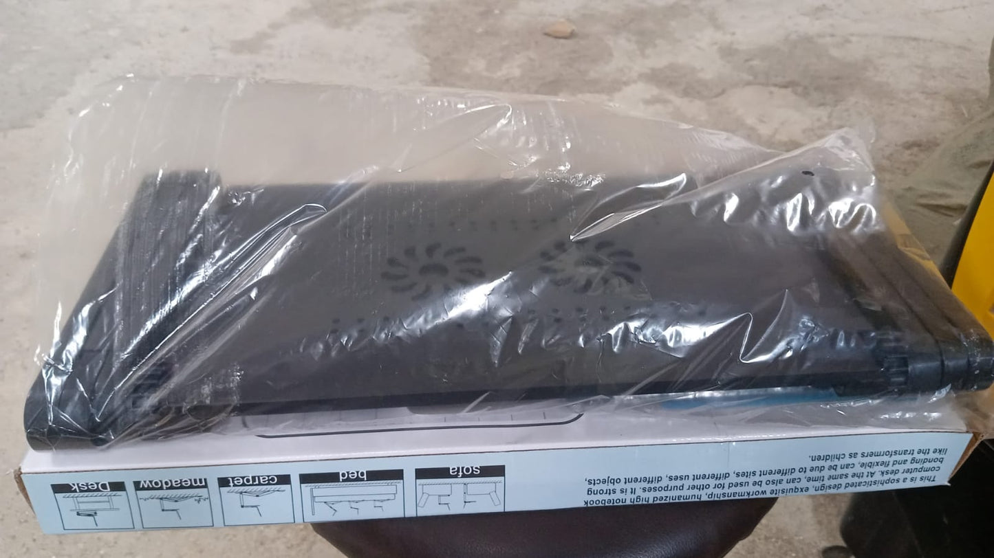 Modern Style Portable Adjustable Foldable Laptop Holder Notebook Desks Lap PC Folding Desk Table Vented Stand 2 Built in Cooling Fans