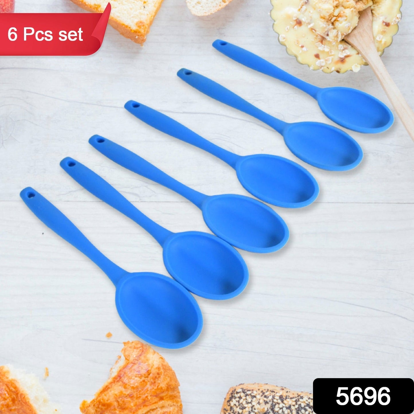 Multipurpose Silicone Spoon, Silicone Basting Spoon Non-Stick Kitchen Utensils Household Gadgets Heat-Resistant Non Stick Spoons Kitchen Cookware Items For Cooking and Baking (6 Pcs Set)