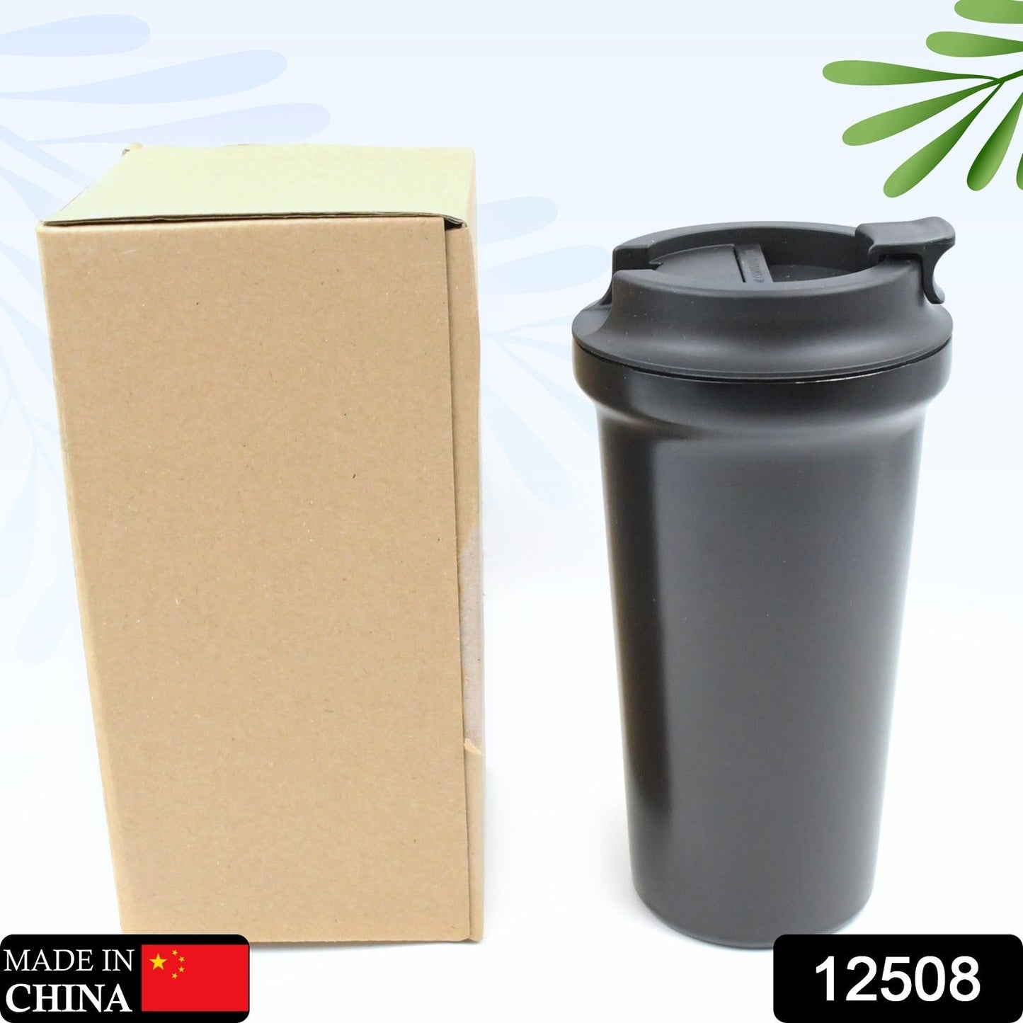Inside Stainless Steel & Outside Plastic Vacuum Insulated Insulated Coffee Cups Double Walled Travel Mug, Car Coffee Mug with Leak Proof Lid Reusable Thermal Cup for Hot Cold Drinks Coffee, Tea (1 Pc)