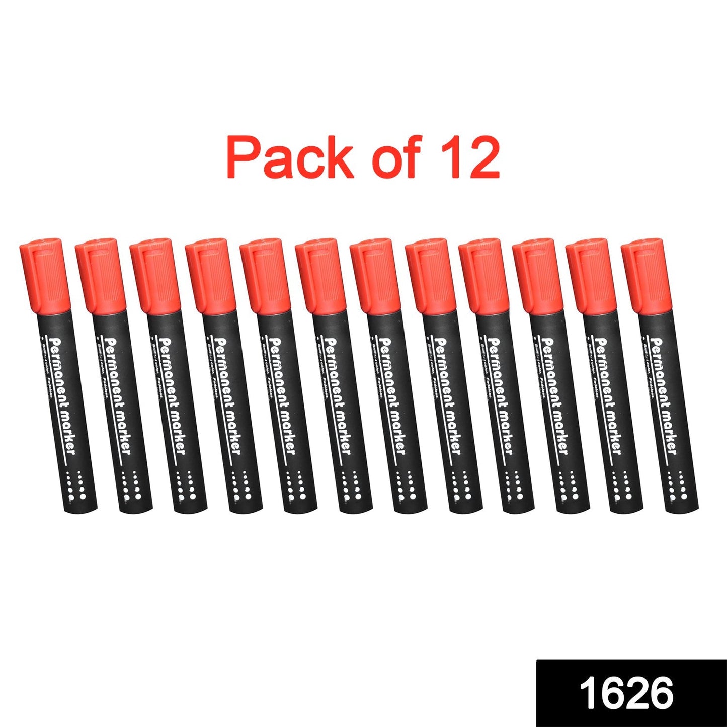 1626 Red Permanent Markers for White Board (Pack Of 12)