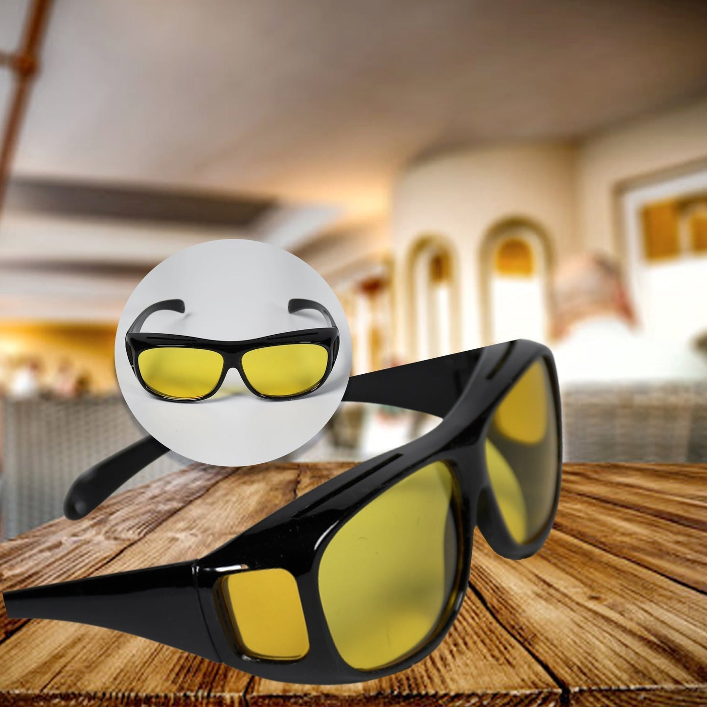 7704 Night Driving Polarized HD Vision Glasses | Anti Glare 100% UV Protected Goggles | Night Bike Riding Car driving Glasses For Men & Women Use