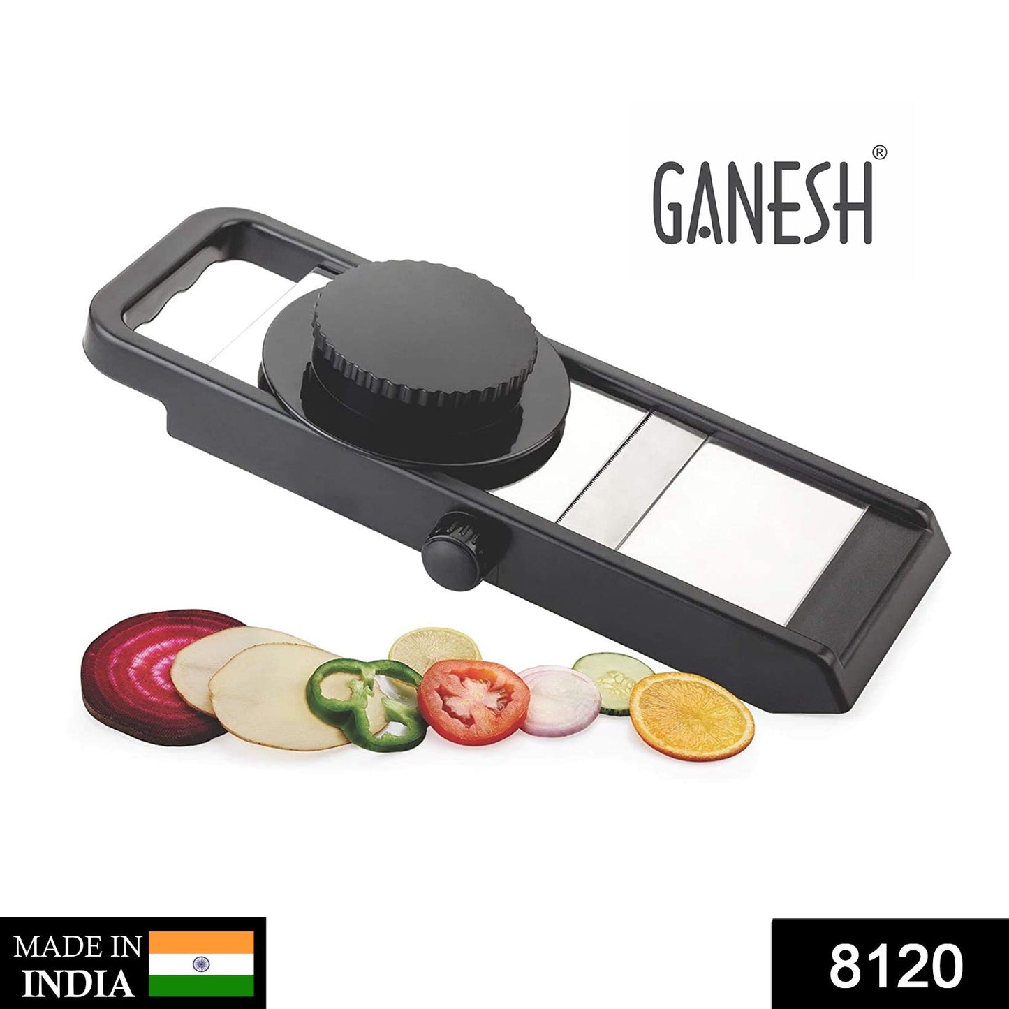 8120 Ganesh Adjustable Plastic Slicer, 1-Piece, Black/Silver 