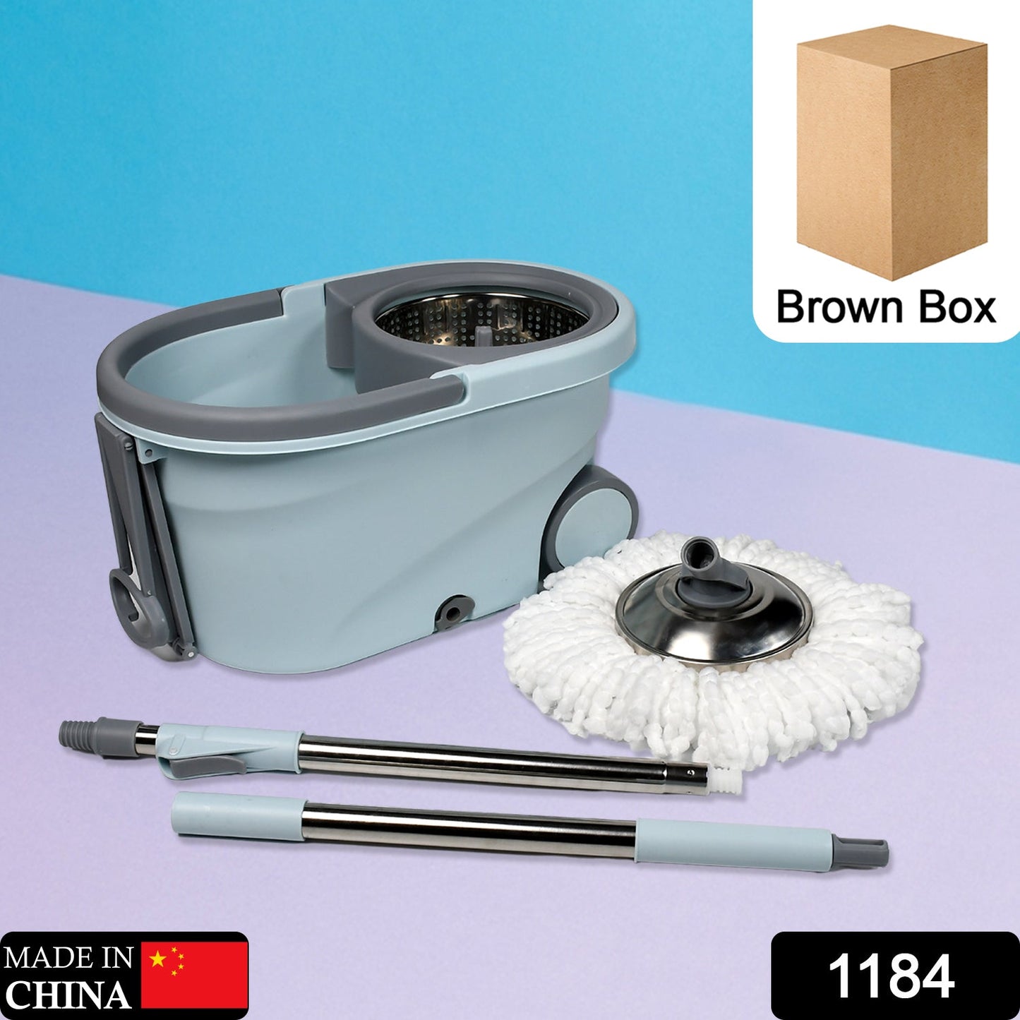 1184 Quick Spin Mop With Steel Spin, Bucket Floor Cleaning, Easy Wheels & Big Bucket, Floor Cleaning Mop with Bucket 