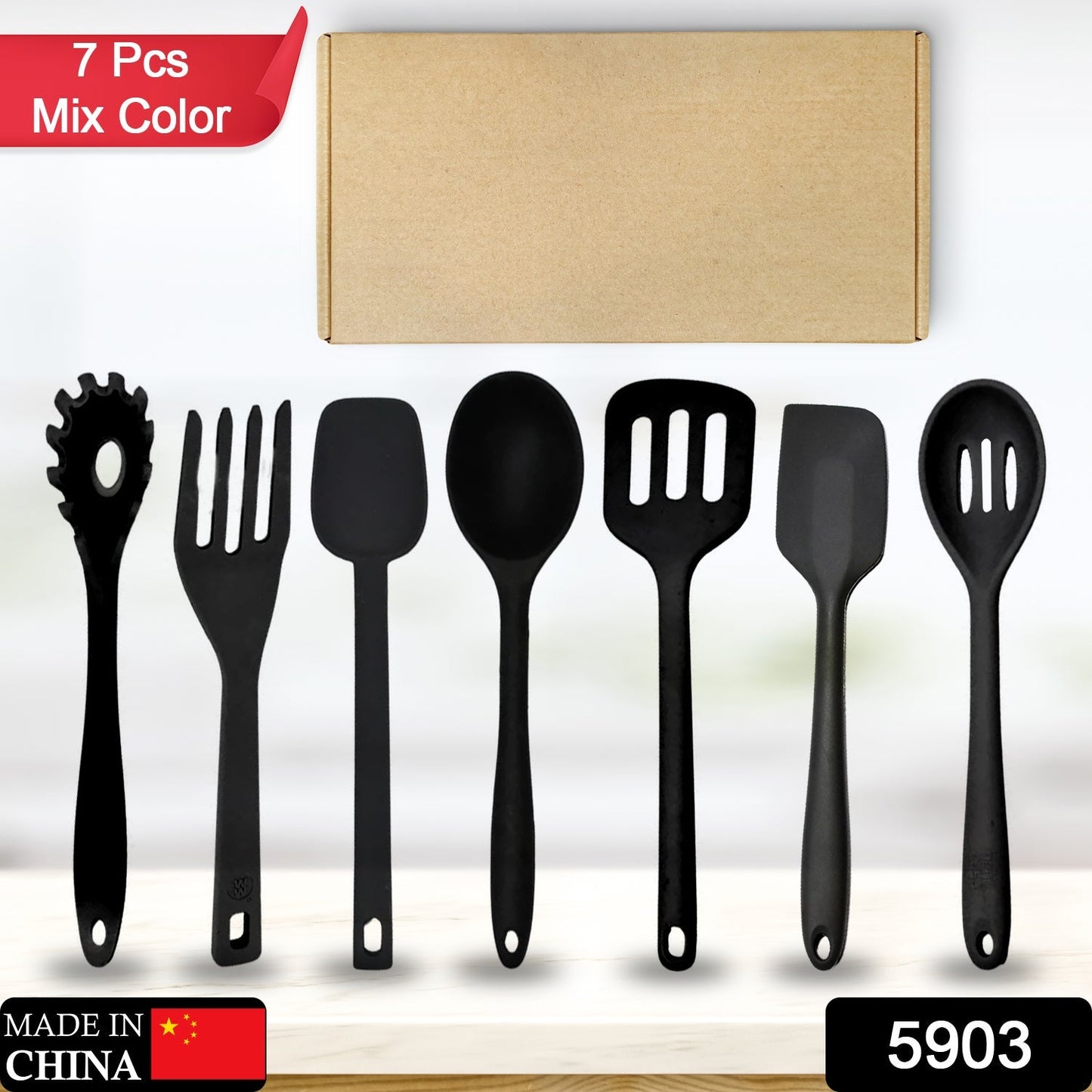 5903  SILICON NON-STICK HEAT RESISTANT KITCHEN TOOL COMBO PREMIUM SILICON ITEMS 7PC ITEM COMBO 