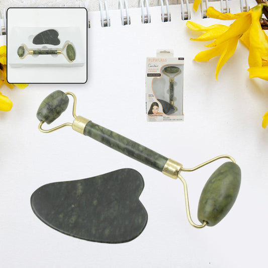 0318 Gua Sha Stone and Anti Aging Jade Roller Massager for Face Massage Natural Face Skincare Massager & Face Roller Massager for Women | Face Shaper Jade Roller and Gua Sha Set for Glowing Skin - Jaatara0318 Gua Sha Stone and Anti Aging Jade Roller Massager for Face Massage Natural Face Skincare Massager & Face Roller Massager for Women | Face Shaper Jade Roller and Gua Sha Set for Glowing SkinJaataraJaataraJaatara