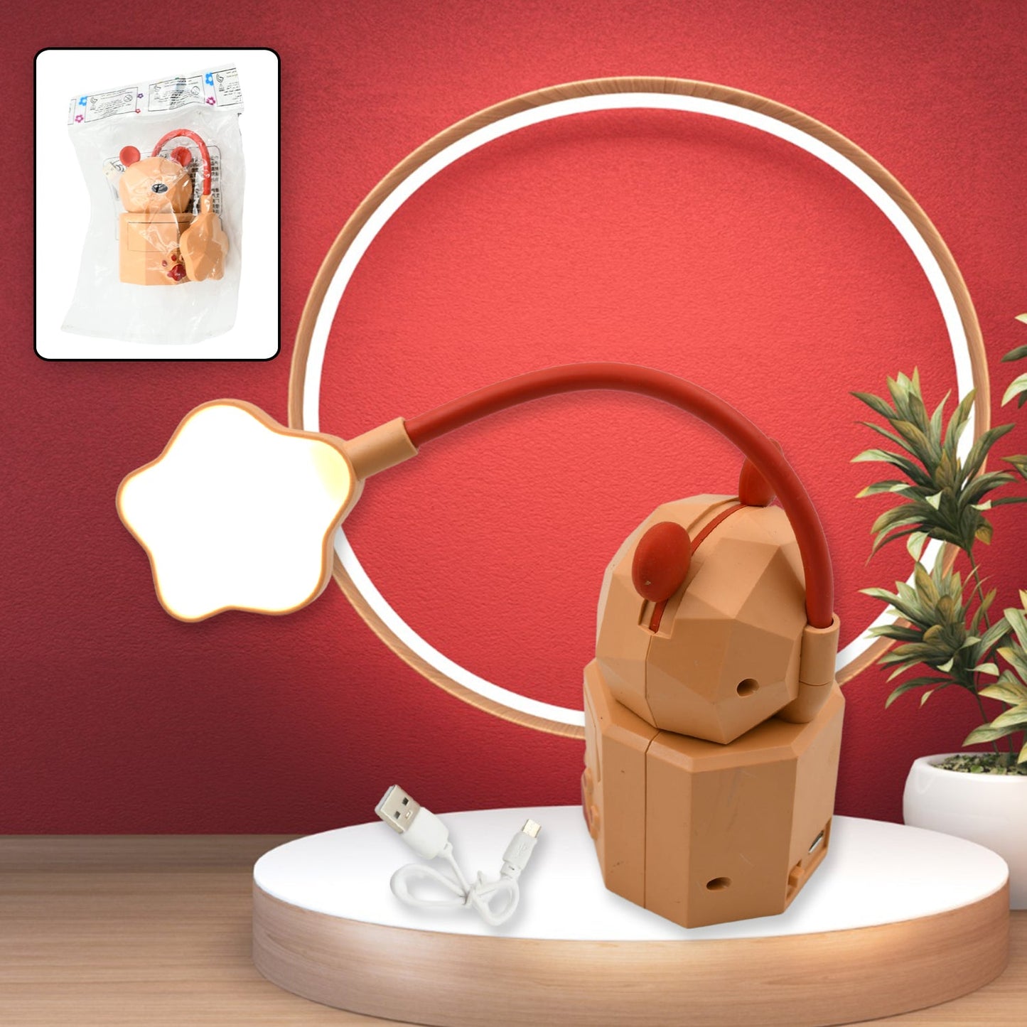 Desk lamp, Cartoon USB Charging Multifunctional Reading lamp with Mobile stand and Eye Protecting yellow light