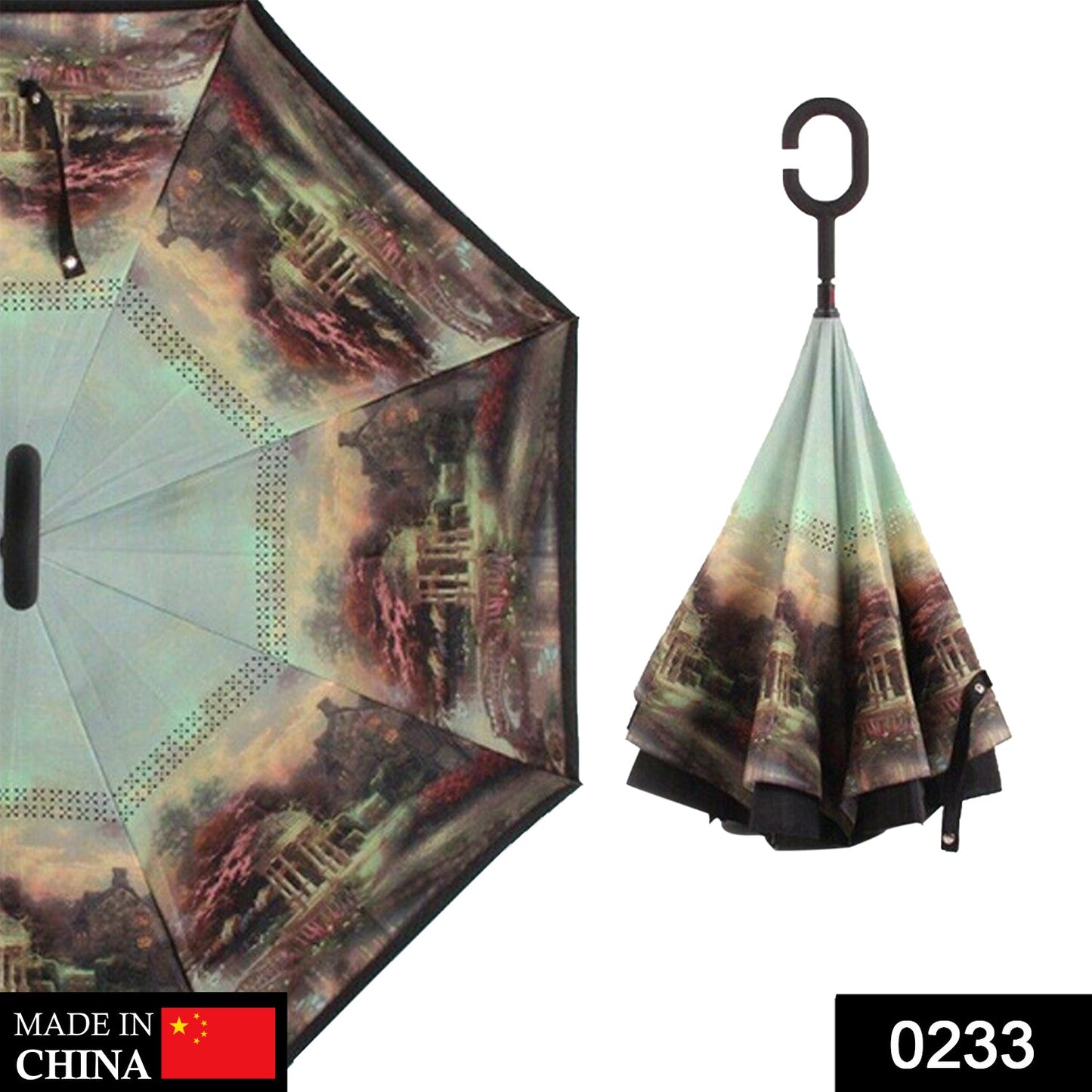 0233 Printed Travel Windproof Umbrella (Reverse Umbrella) - Jaatara0233 Printed Travel Windproof Umbrella (Reverse Umbrella)JaataraJaataraJaatara