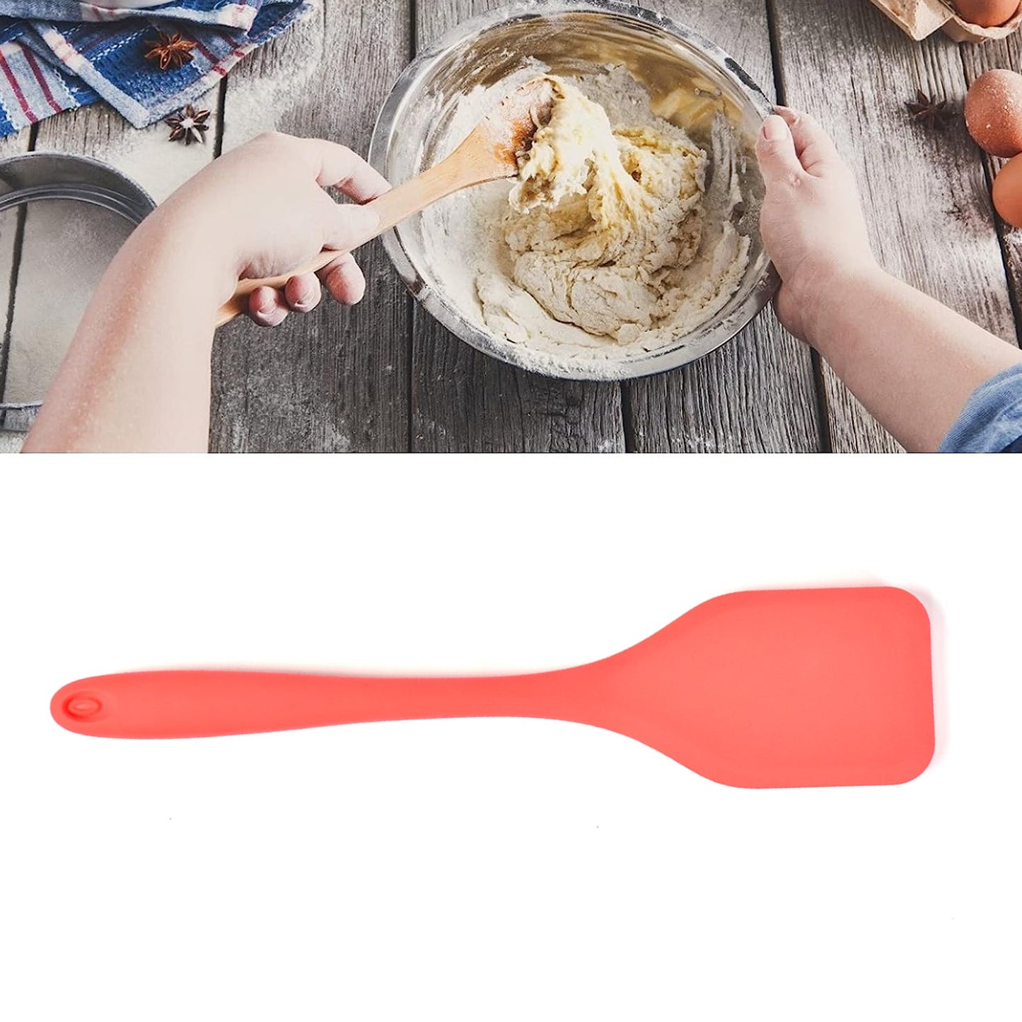 Silicone Spatula Spoon, High Heat Resistant to 480°F, Hygienic One Piece Design, Large Non Stick Cooking Utensil (30cm)