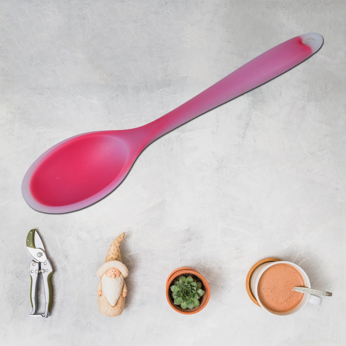 Silicone Dinner Spoon Table Spoon Dessert Spoon Utensils for Kitchen Restaurant (27cm)