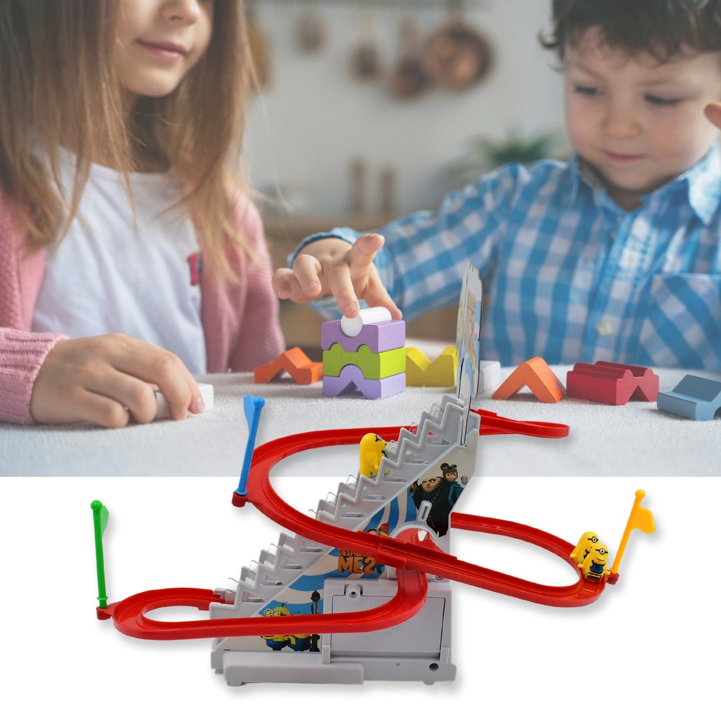 Ducks Climb Stairs Toy Roller Coaster, Electric Duck Chasing Race Track Set, Fun Duck Stair Climbing Toy with Flashing Lights Music and 3 Ducks, Small Ducks Climbing Toys