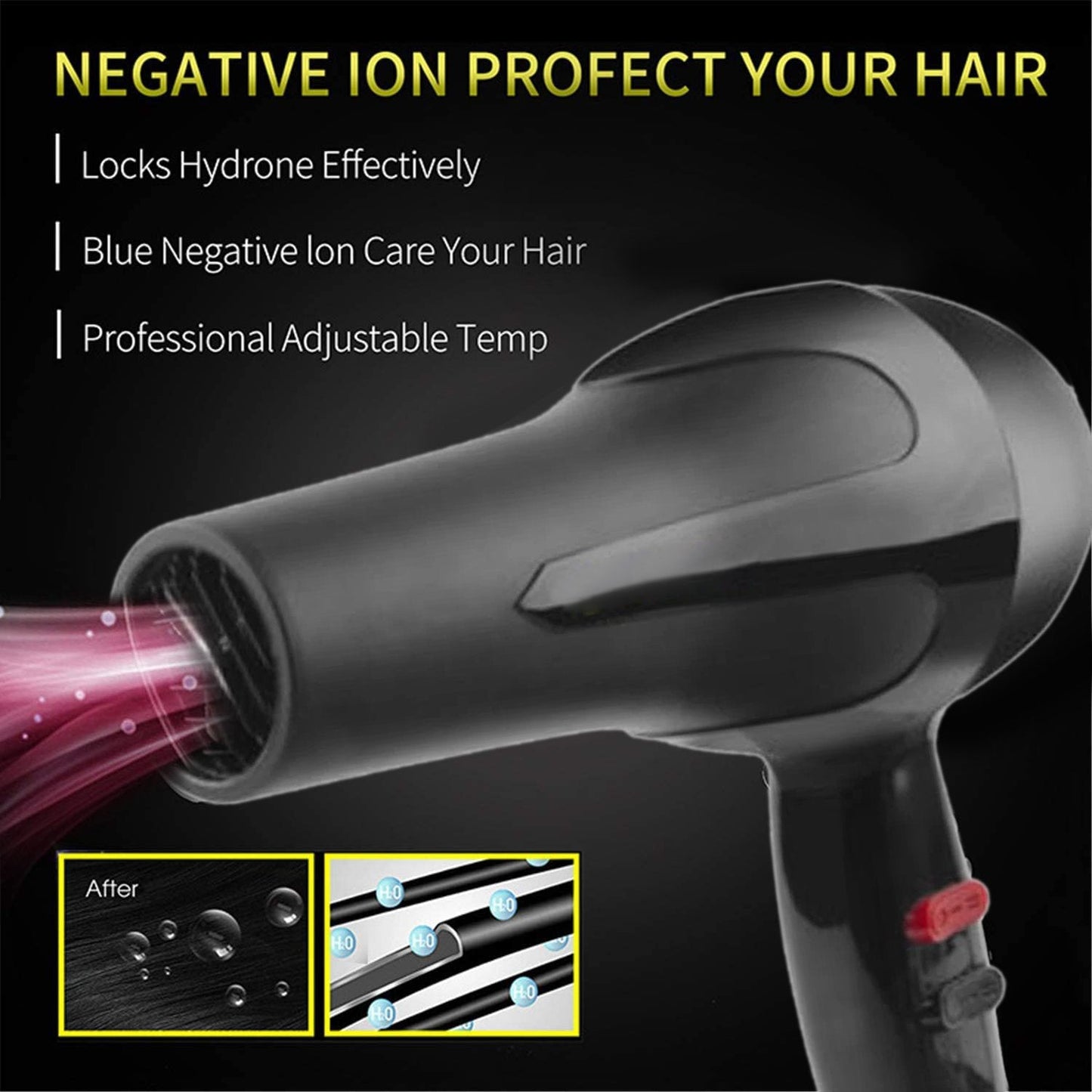 0386 1500 Watts Professional Hair Dryer 2888 (Black) 