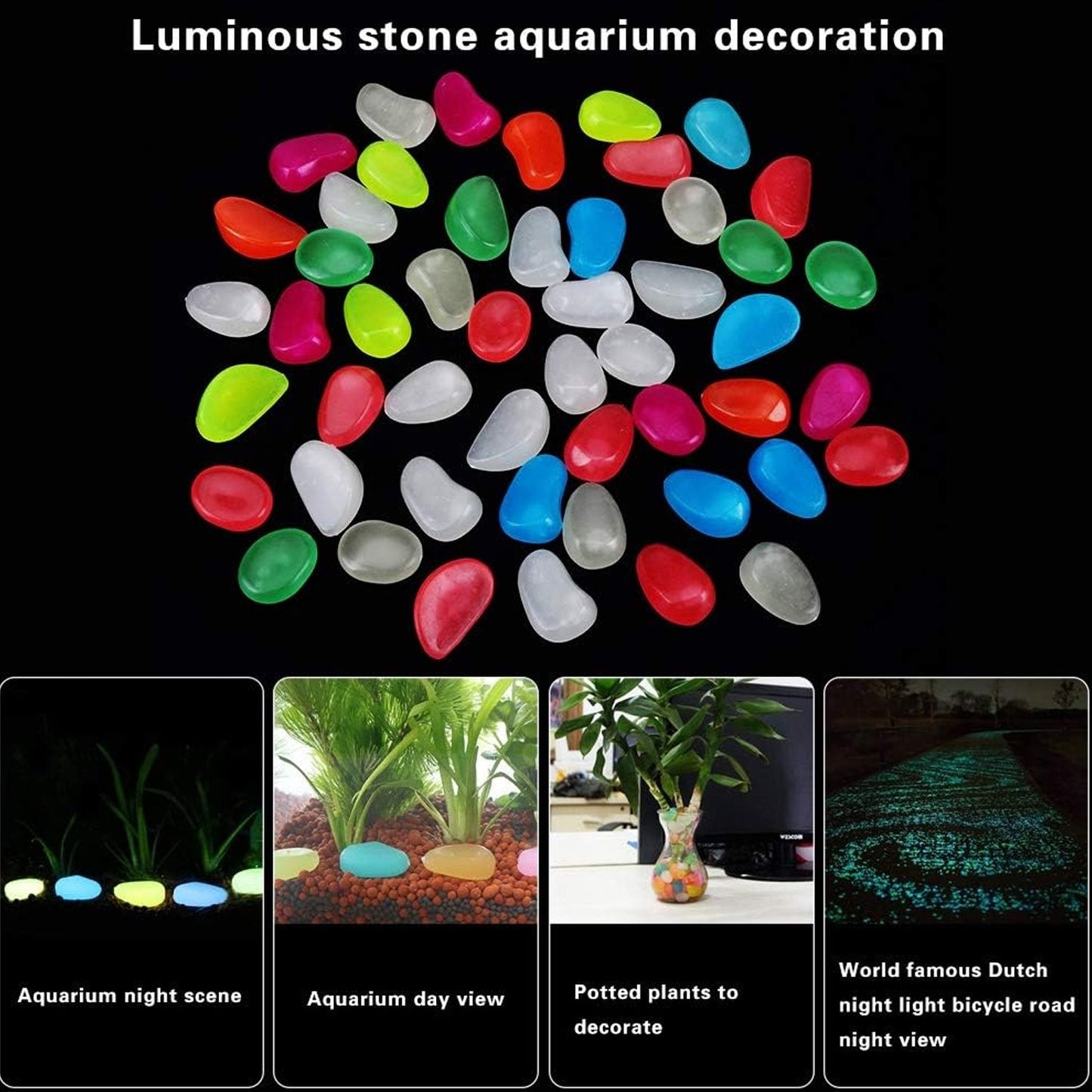 Multi-Color Decorative Stone for Garden / Lawn / Aquarium Fish Tank Gravel / Flower Pots Decoration Pebbles for Fish Bowl & All Purpose Attractive Stone Set