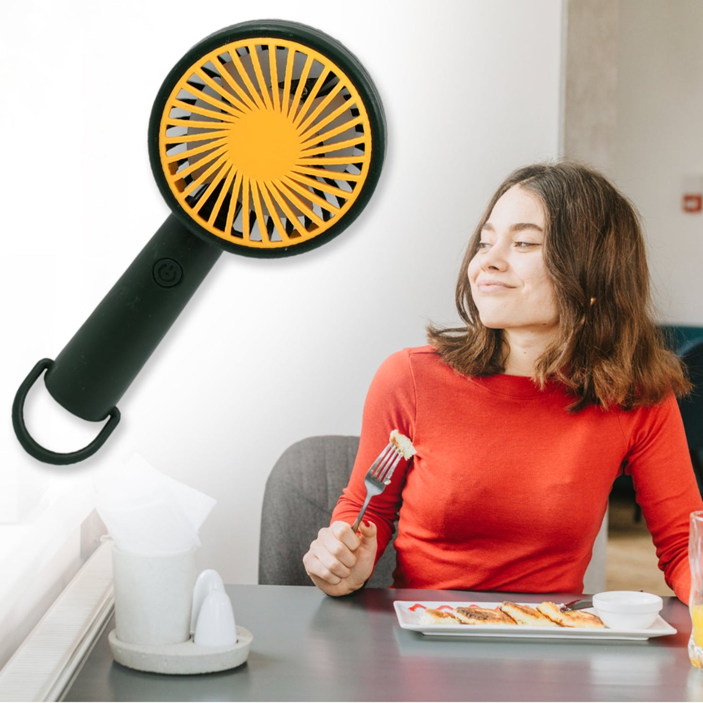 Mini Handheld Fan, With Dori Easy to carry Portable Rechargeable Mini Fan Easy to Carry, for Home, Office, Travel and Outdoor Use (Battery Not Included / 1 Pc)