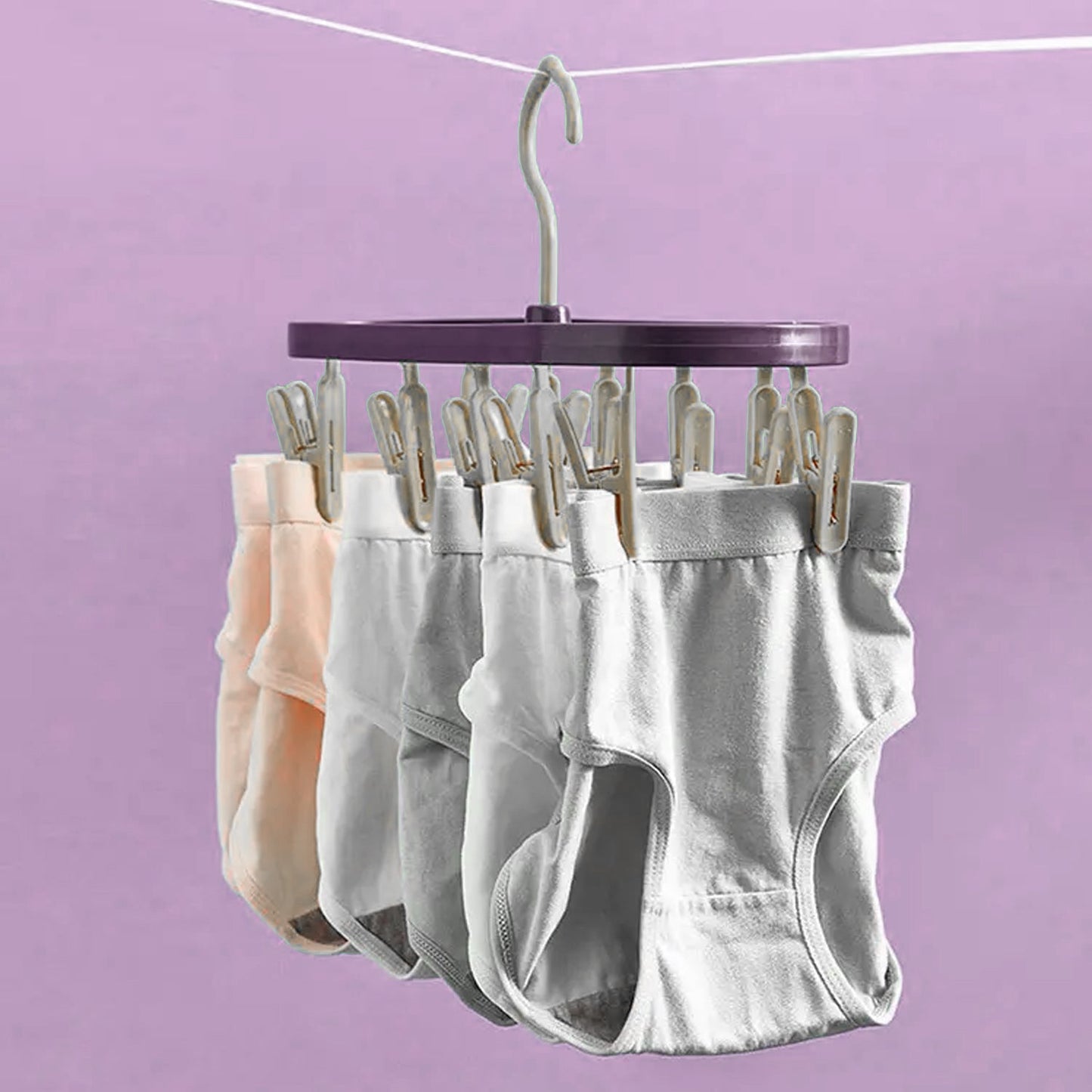 CLOTHESPIN RACK LAUNDRY DRYING RACK, CLOTHES HANGERS WITH 8 CLIPS, CLIP HANGER DRIP HANGER FOR DRYING UNDERWEAR, BABY CLOTHES, SOCKS, BRAS, TOWEL, CLOTH DIAPERS, GLOVE