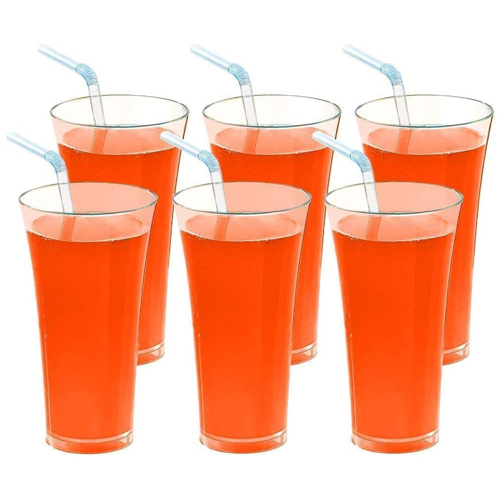 0630 Stylish look Plastic Juicy Glass, Transparent Glasses Set 300ml (6pcs) 