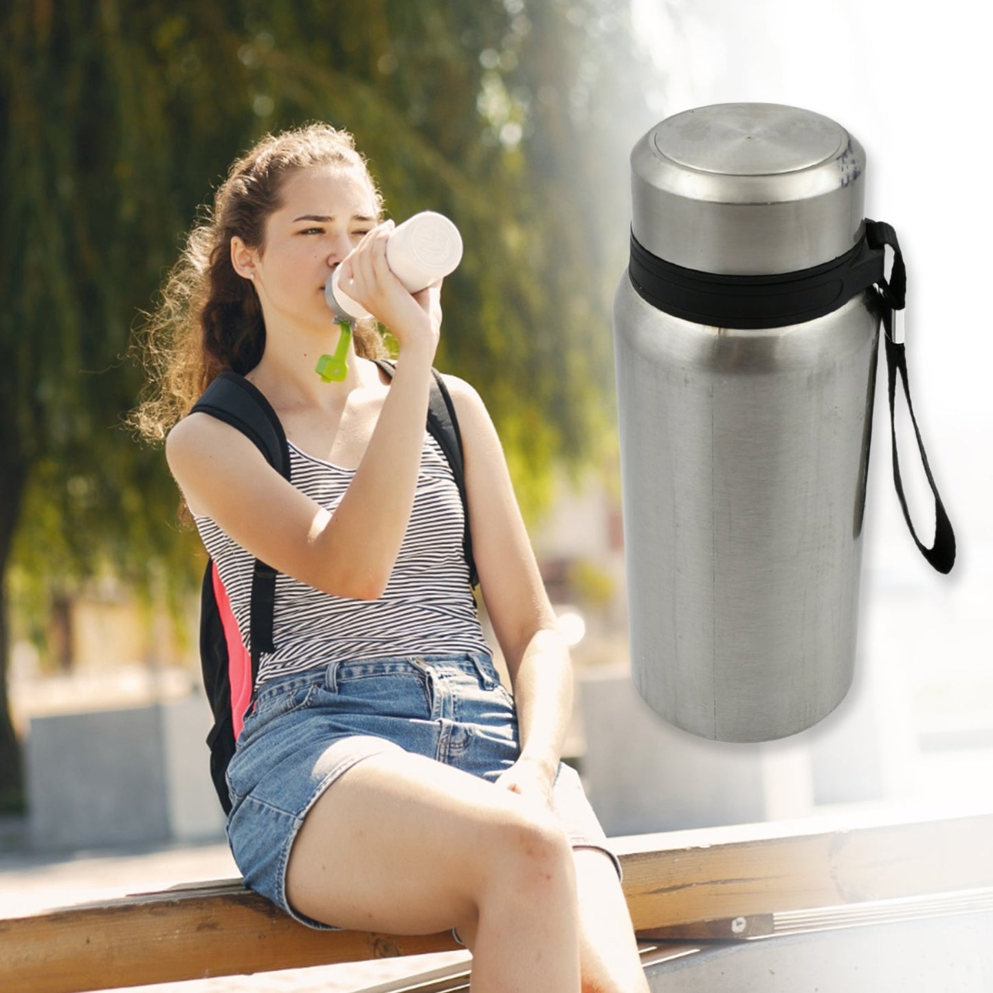 Stainless Steel Water Bottle With Dori Easy to Carry Leak Proof, Rust Proof, Hot & Cold Drinks, Gym Sipper BPA Free Food Grade Quality, Steel fridge Bottle For office / Gym / School (600 Ml)