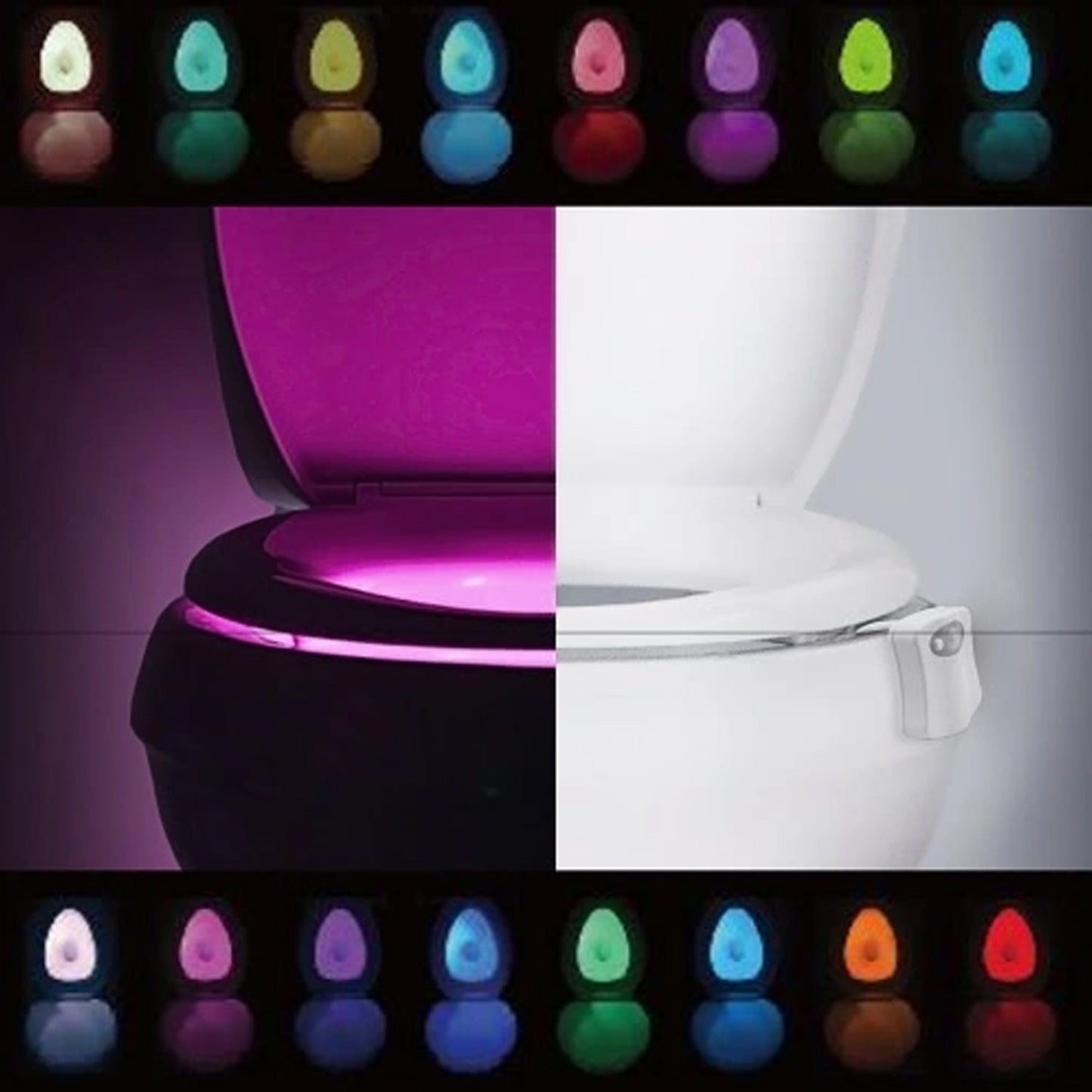 Toilet Light, LED Toilet Bowl Light Toilet Cover Lamp Sturdy and Durable, Toilet Night Light 8 Colors In One Device Battery Operated, Bathroom Equipment for Bathroom for Home (1 Pc / Battery Not Included)