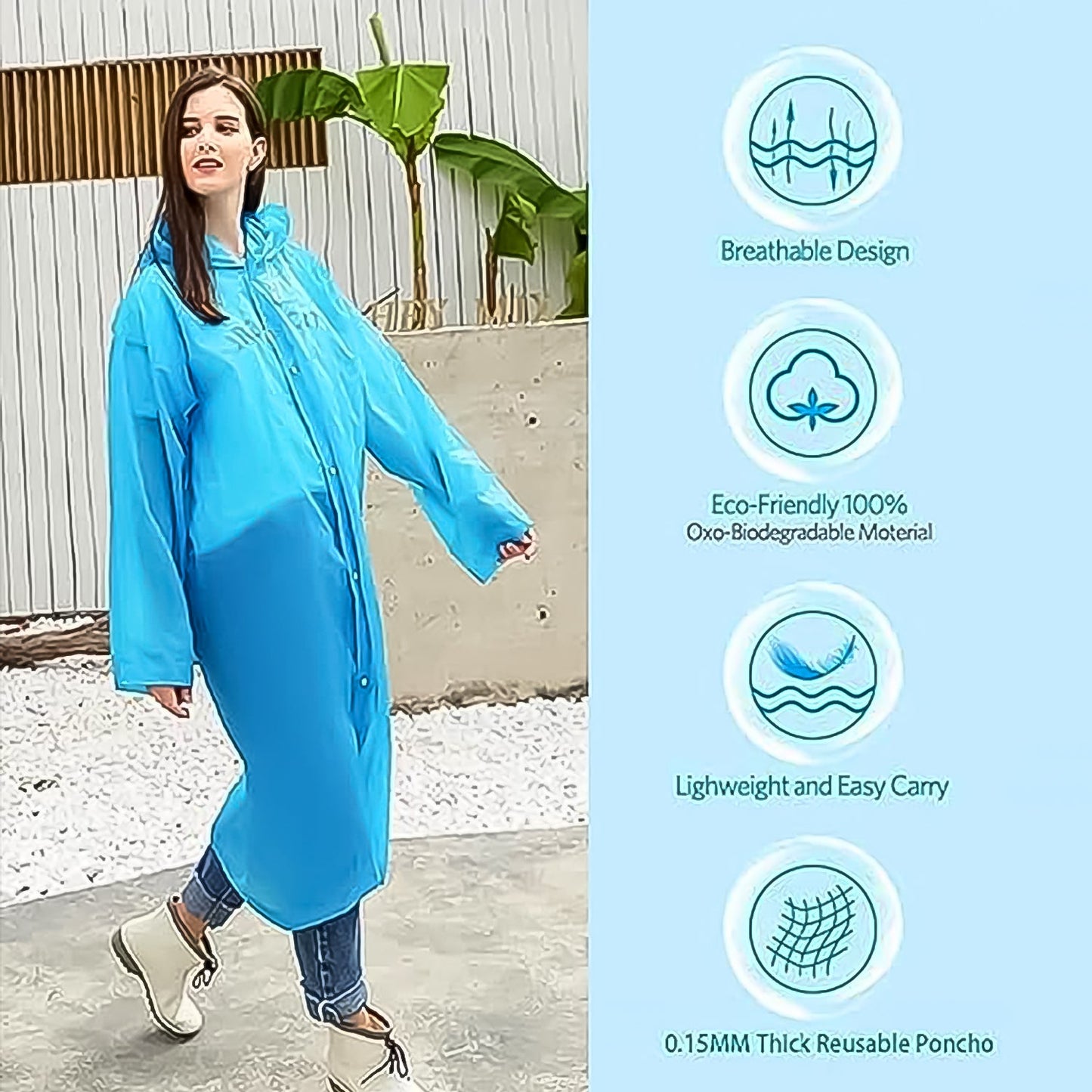 Fashion Portable Adult Rain Coat (1pc)