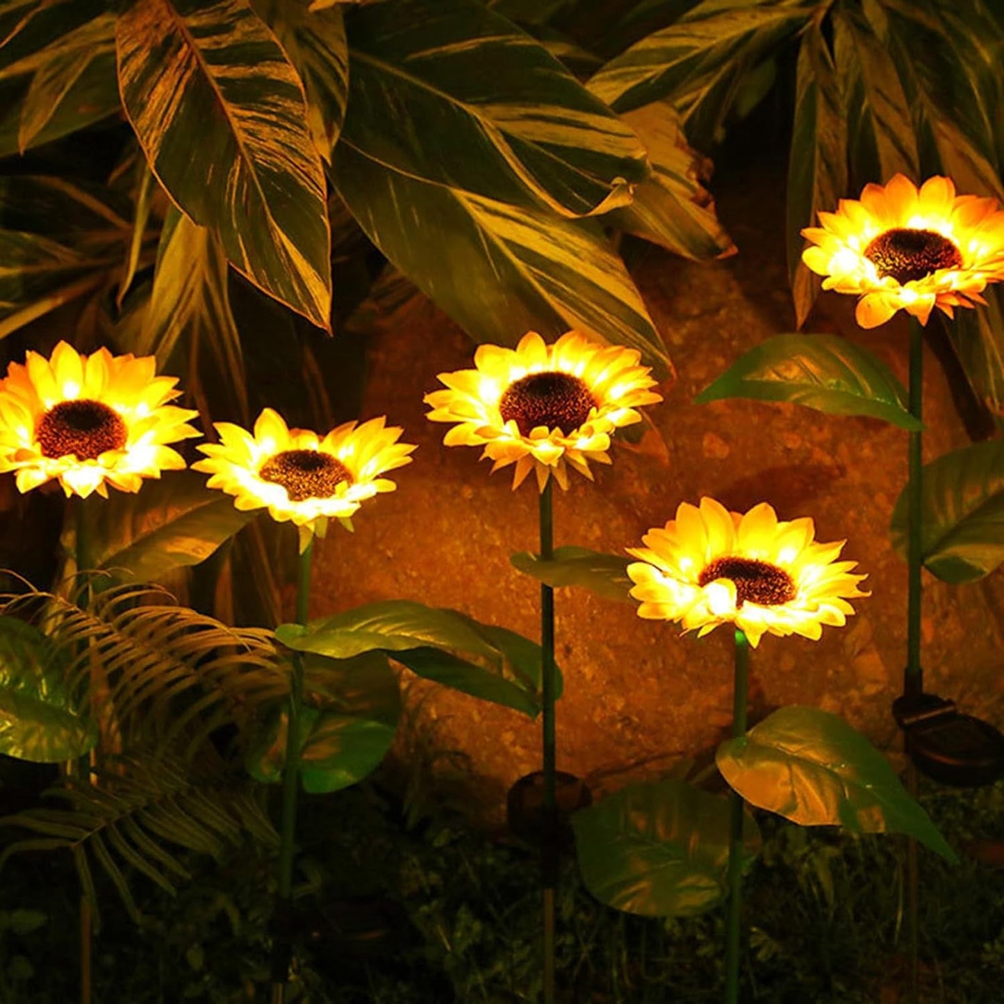 9328 2 Pc Outdoor Solar Sunflower Lights Intelligent Light Control Waterproof Garden Landscape Stake Light