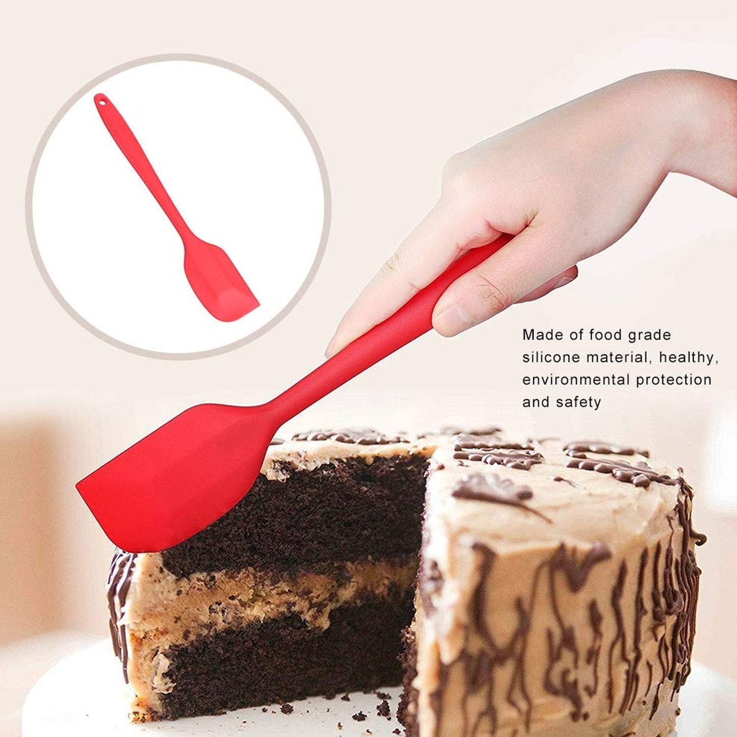 SILICONE SPATULA NON-STICK CREAM SCRAPER PRACTICAL DURABLE HOUSEHOLD CAKE BREAD RUBBER SPATULA FOR COOKING BAKING  (28cm)