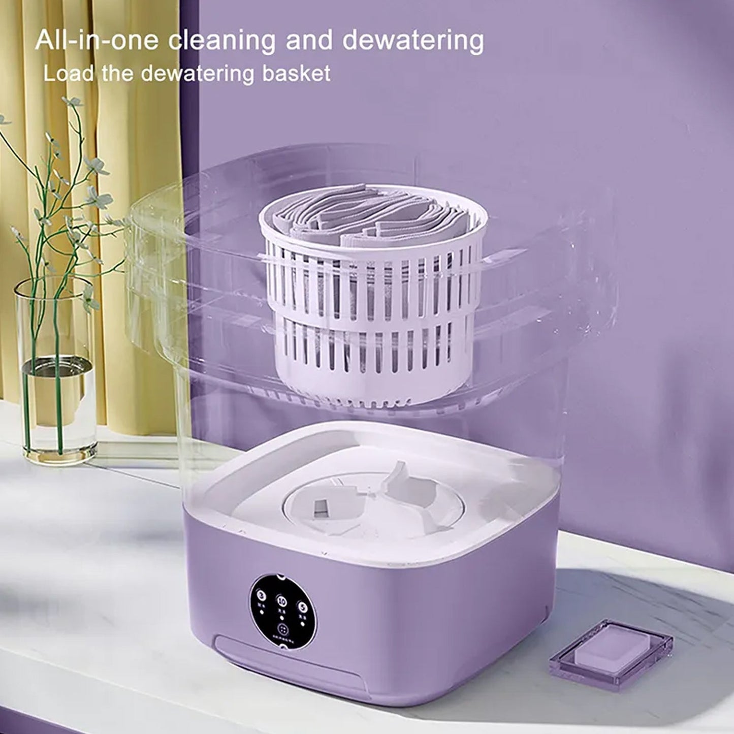 Mini Washing Machine Foldable Mini Washer with Drain Basket Portable Washing Machine Foldable for Laundry Travel Camping RV Baby Clothes